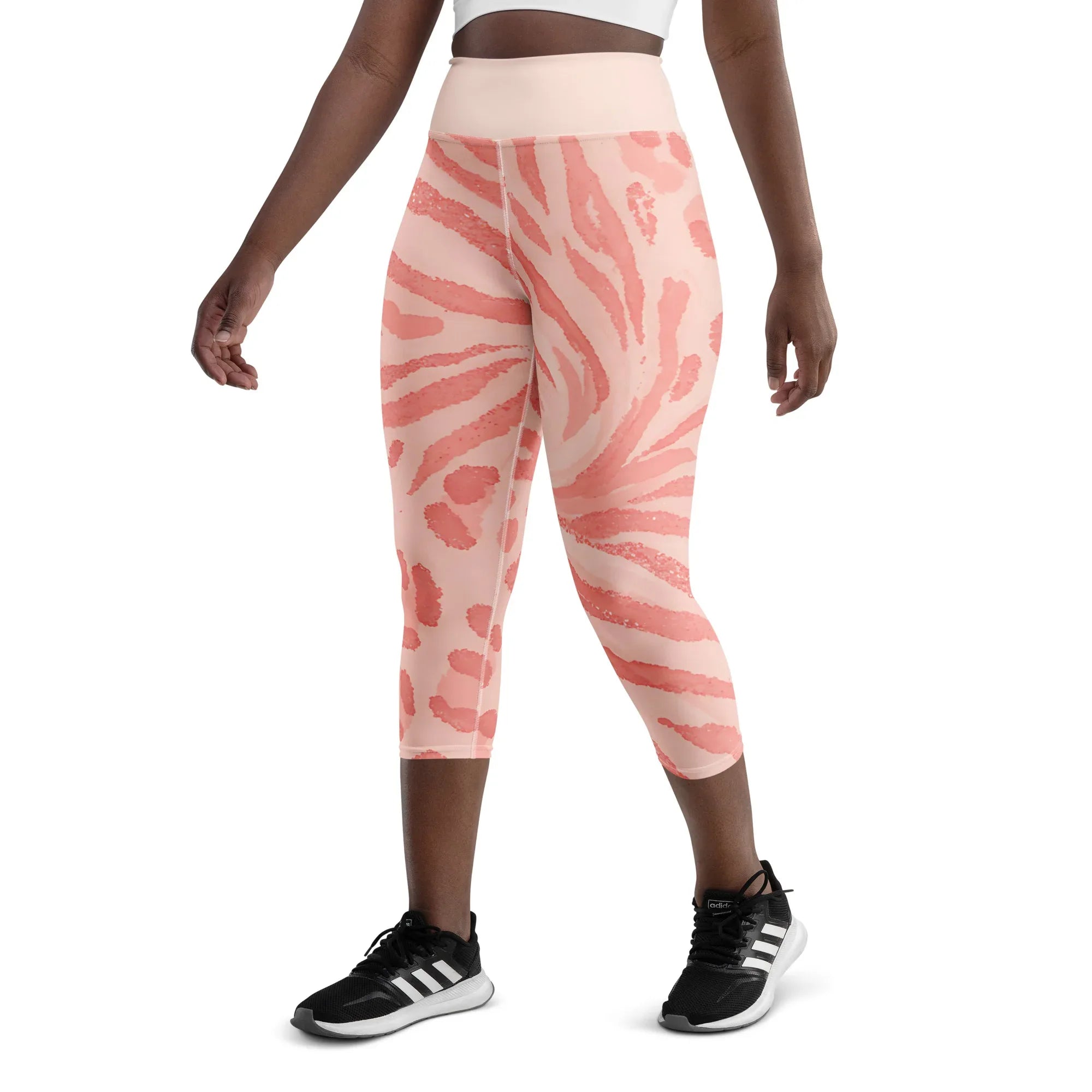 Yoga Capri Leggings Yoga Leggings AwRans Clothing all-over-print-yoga-capri-leggings-white-left-front-687b5b4841027