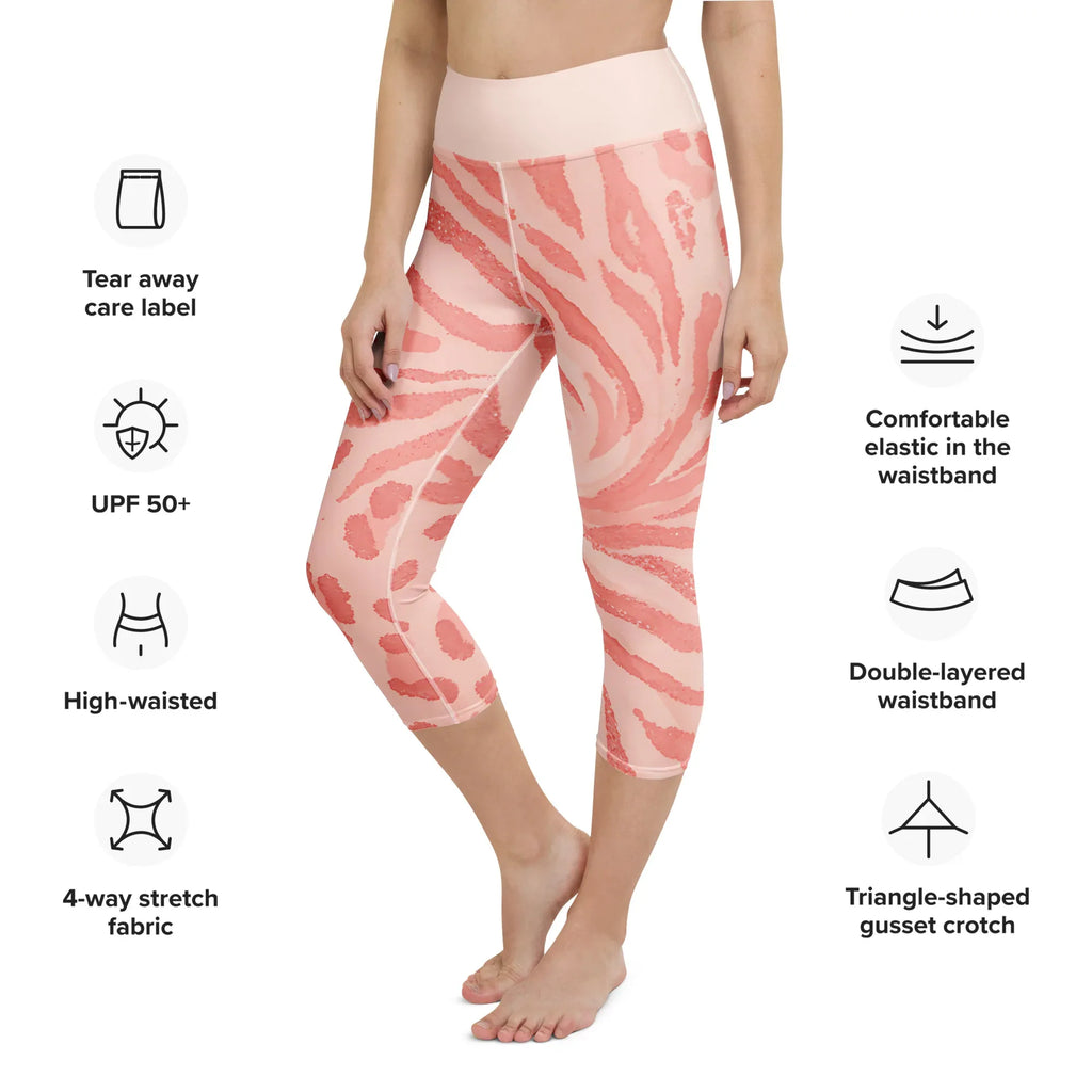 Yoga Capri Leggings Yoga Leggings AwRans Clothing all-over-print-yoga-capri-leggings-white-left-front-687b5b4841a70