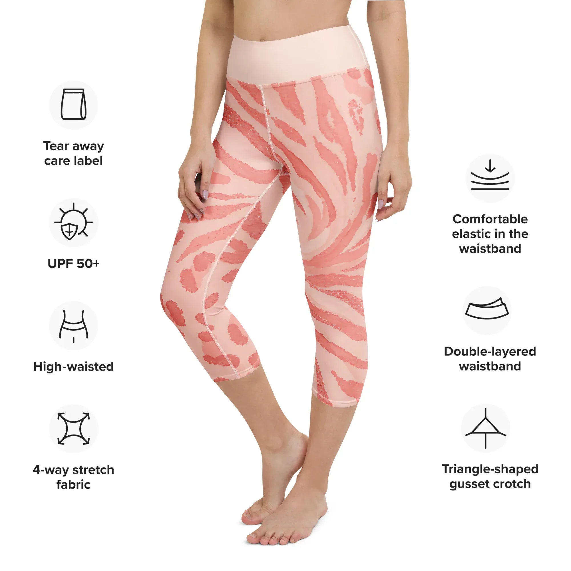 Yoga Capri Leggings Yoga Leggings AwRans Clothing all-over-print-yoga-capri-leggings-white-left-front-687b5b4841a70