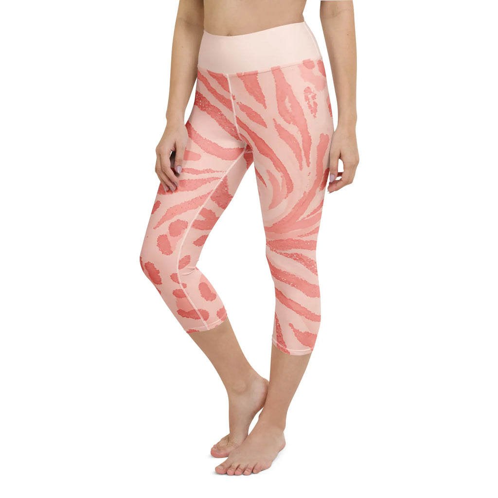 Yoga Capri Leggings Yoga Leggings AwRans Clothing all-over-print-yoga-capri-leggings-white-left-front-687b5b4841c86