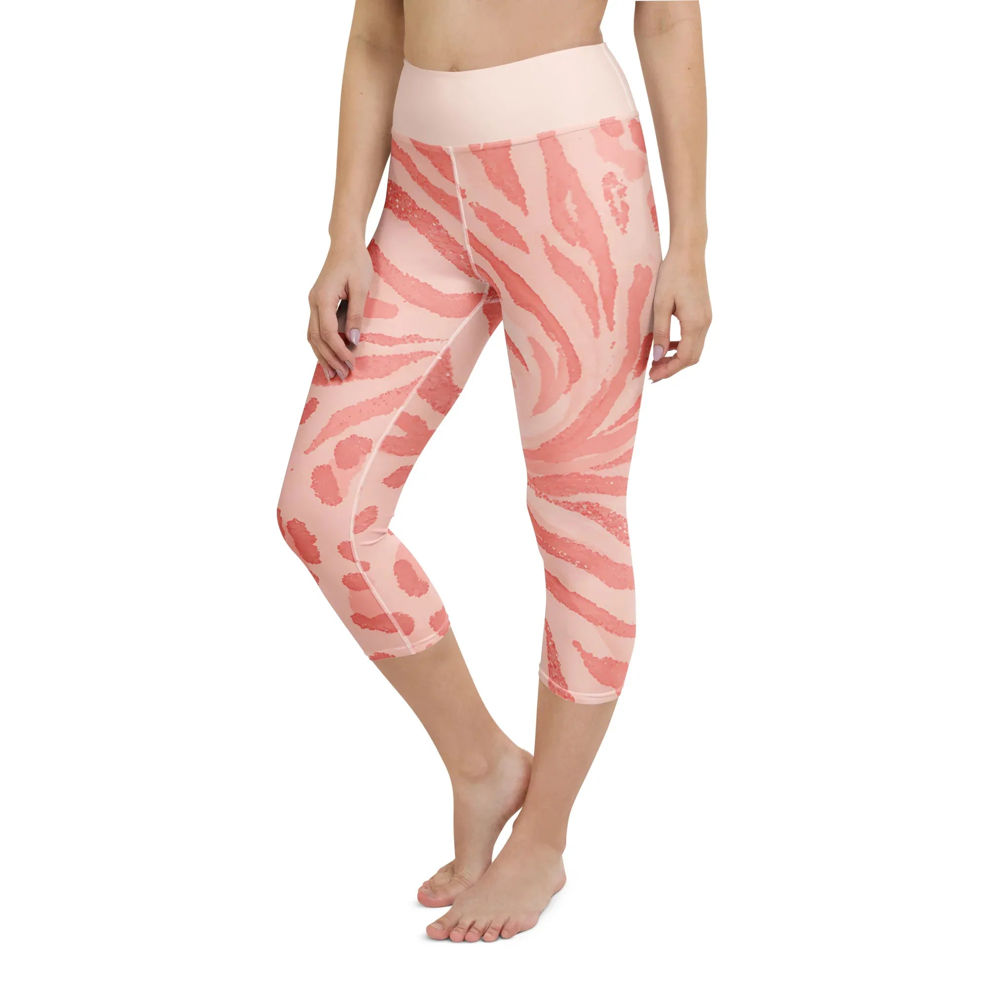 Yoga Capri Leggings Yoga Leggings AwRans Clothing all-over-print-yoga-capri-leggings-white-left-front-687b5b4841c86