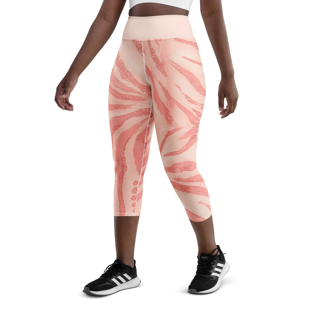 Yoga Capri Leggings Yoga Leggings AwRans Clothing all-over-print-yoga-capri-leggings-white-left-front-687b5d29d19be