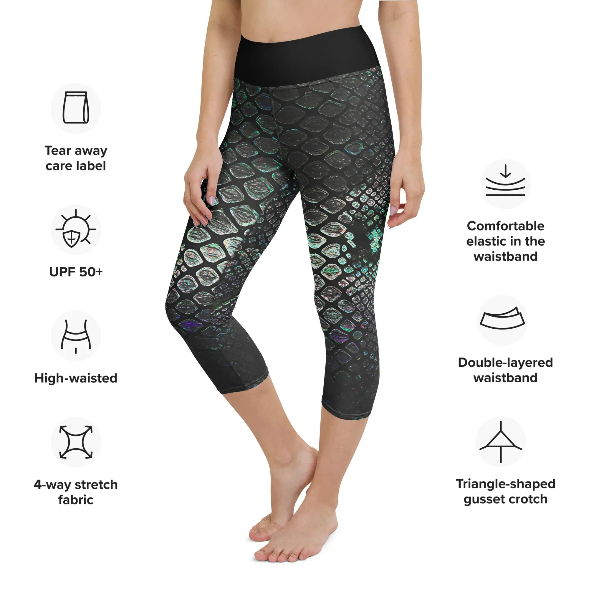 Yoga Capri Leggings Yoga Leggings AwRans Clothing all-over-print-yoga-capri-leggings-white-left-front-687b5e77696ce