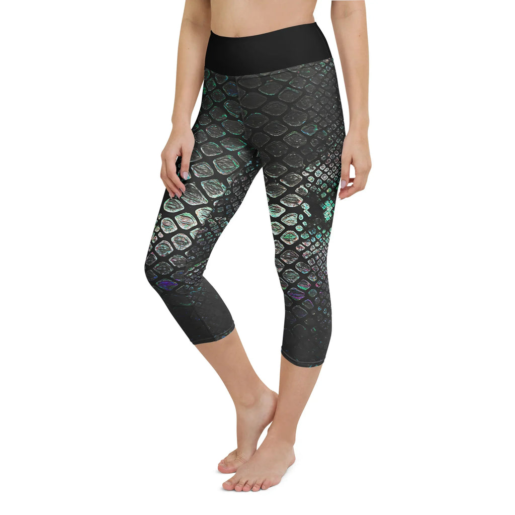 Yoga Capri Leggings Yoga Leggings AwRans Clothing all-over-print-yoga-capri-leggings-white-left-front-687b5e77698ef