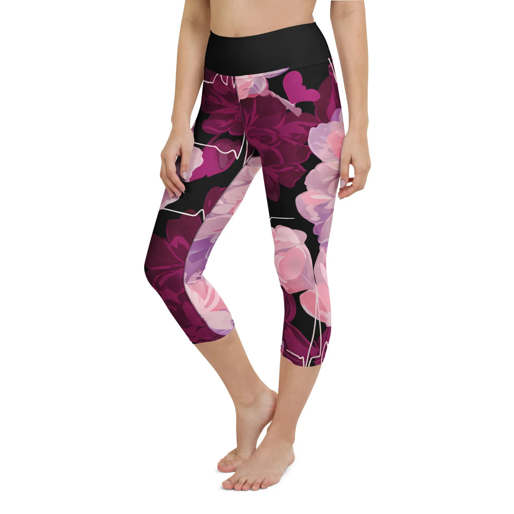 Yoga Capri Leggings Yoga Leggings AwRans Clothing all-over-print-yoga-capri-leggings-white-left-front-687b6031a797b