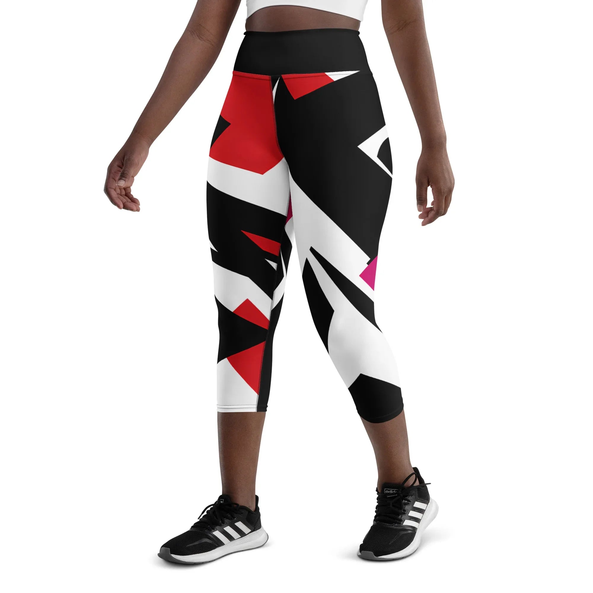 Yoga Capri Leggings Yoga Leggings AwRans Clothing all-over-print-yoga-capri-leggings-white-left-front-687b670f2ef35