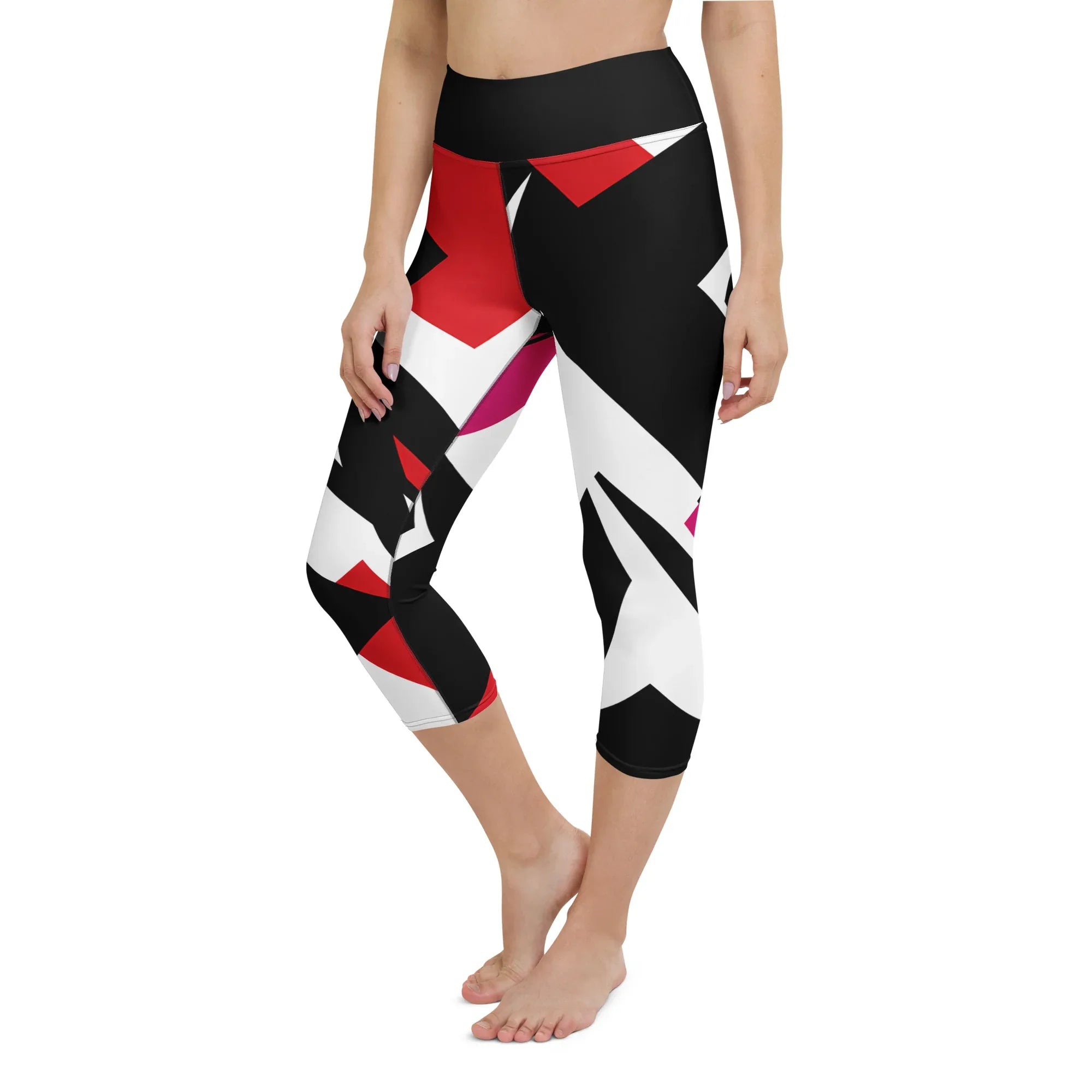 Yoga Capri Leggings Yoga Leggings AwRans Clothing all-over-print-yoga-capri-leggings-white-left-front-687b670f305aa