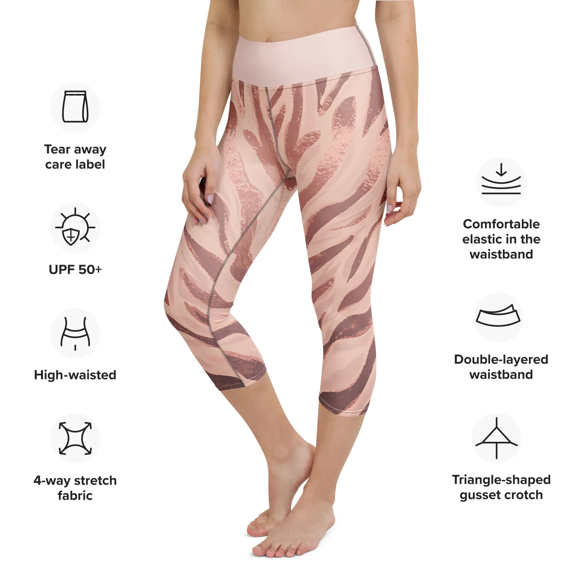 Yoga Capri Leggings Yoga Leggings AwRans Clothing all-over-print-yoga-capri-leggings-white-left-front-687da0d9af2f0