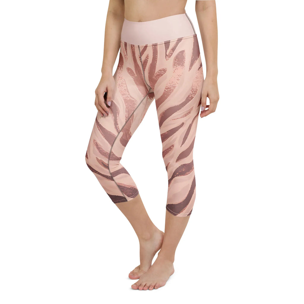 Yoga Capri Leggings Yoga Leggings AwRans Clothing all-over-print-yoga-capri-leggings-white-left-front-687da0d9af50e
