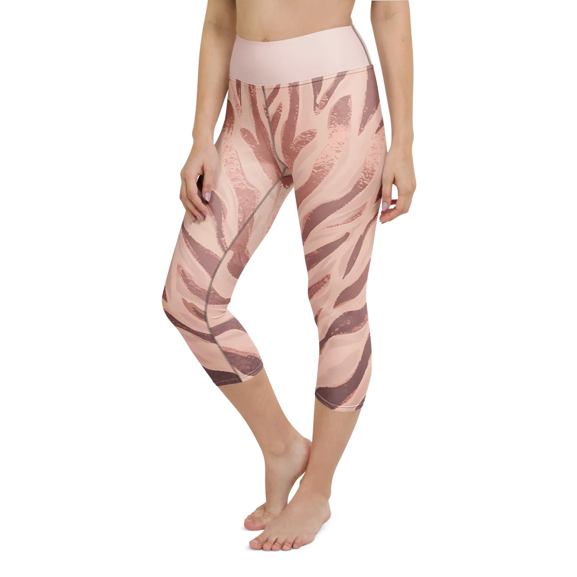 Yoga Capri Leggings Yoga Leggings AwRans Clothing all-over-print-yoga-capri-leggings-white-left-front-687da0d9af50e