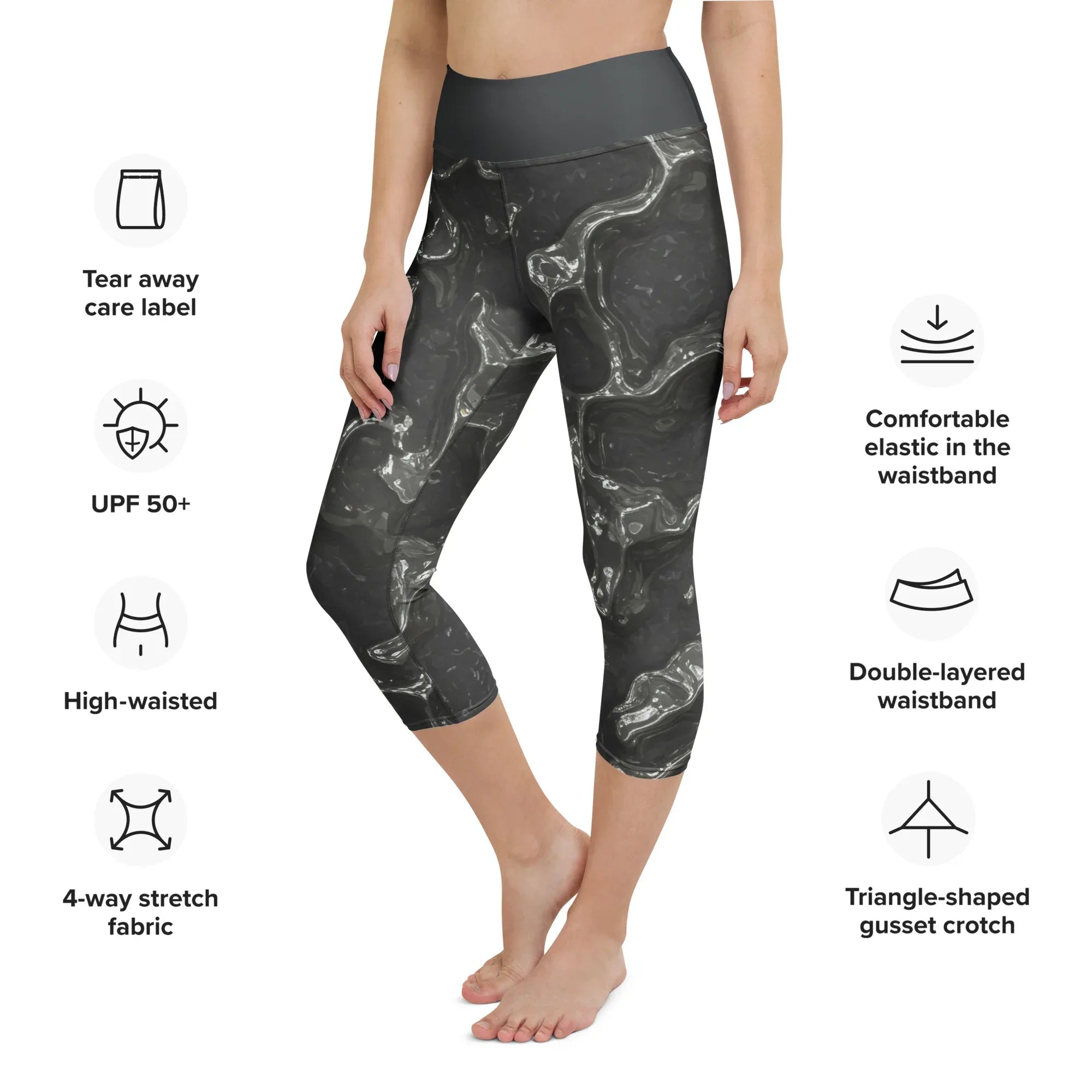 Yoga Capri Leggings Yoga Leggings AwRans Clothing all-over-print-yoga-capri-leggings-white-left-front-687db3e786cb2