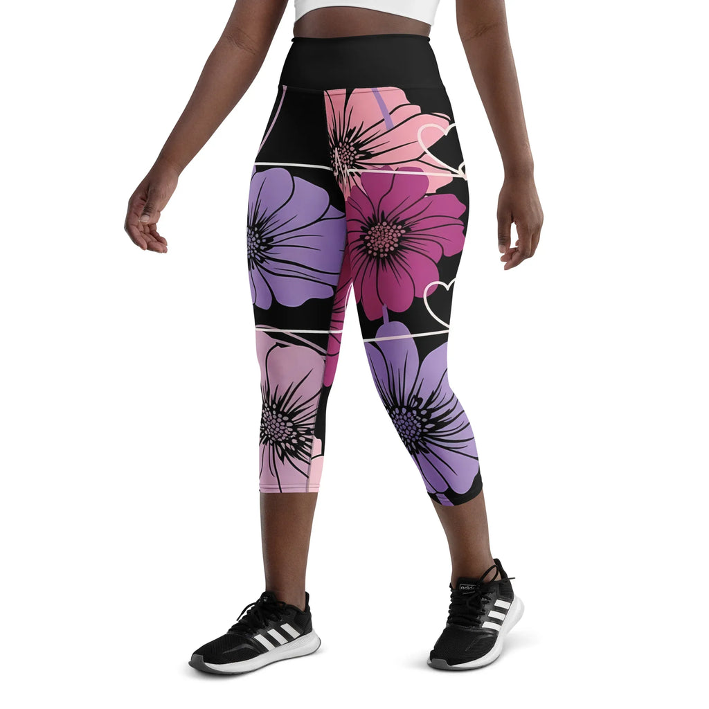 Yoga Capri Leggings Yoga Leggings AwRans Clothing all-over-print-yoga-capri-leggings-white-left-front-687db41ddce5e