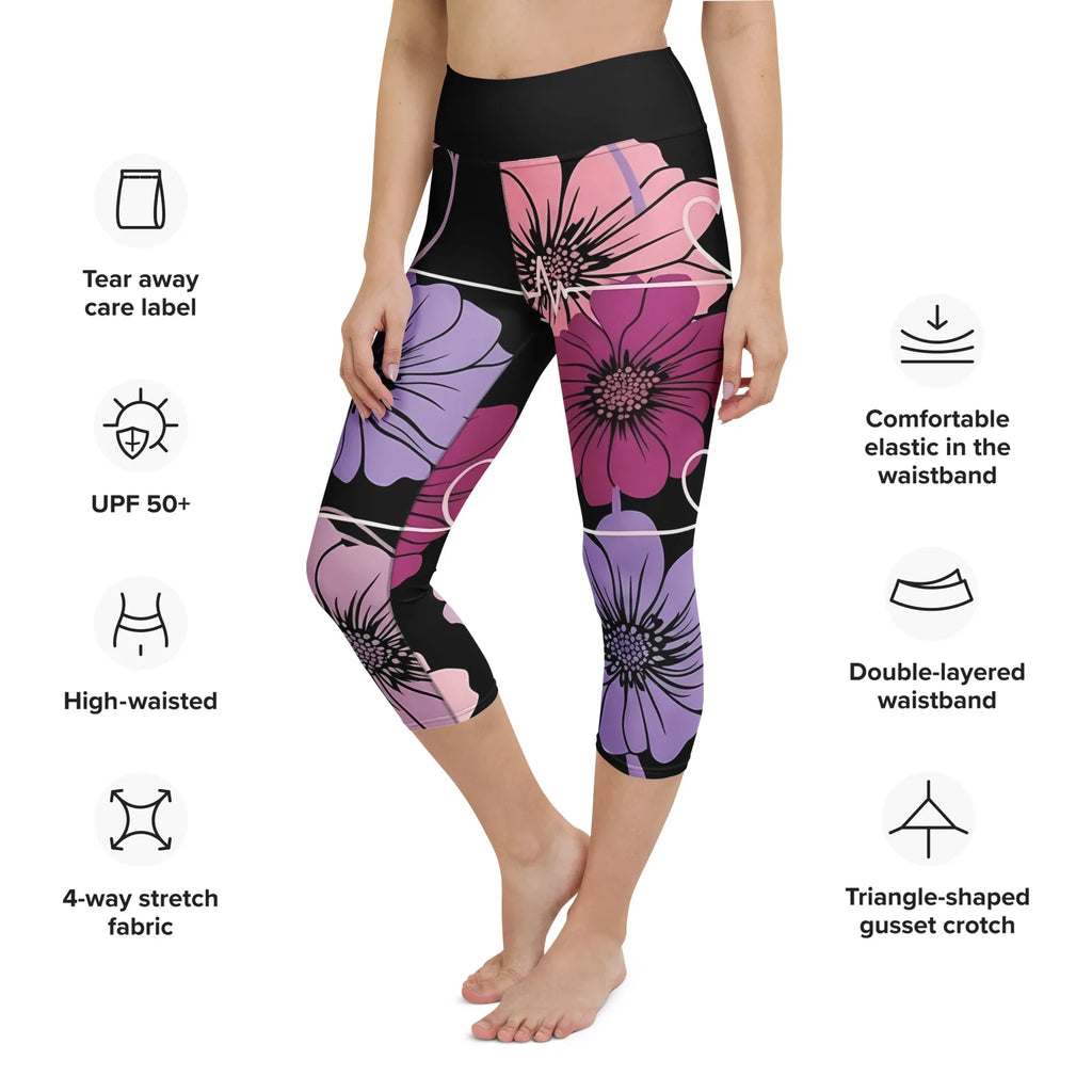 Yoga Capri Leggings Yoga Leggings AwRans Clothing all-over-print-yoga-capri-leggings-white-left-front-687db41ddddba