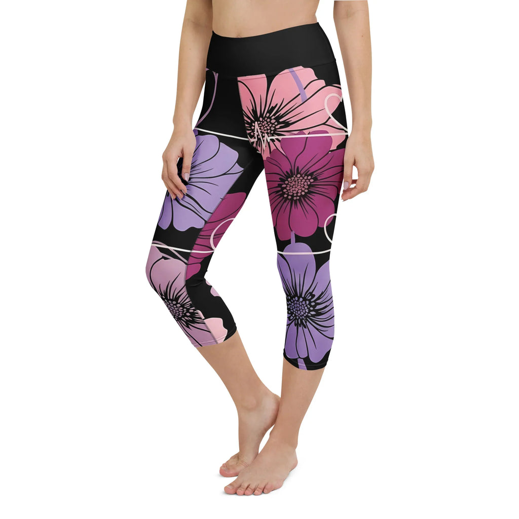 Yoga Capri Leggings Yoga Leggings AwRans Clothing all-over-print-yoga-capri-leggings-white-left-front-687db41dde1d1