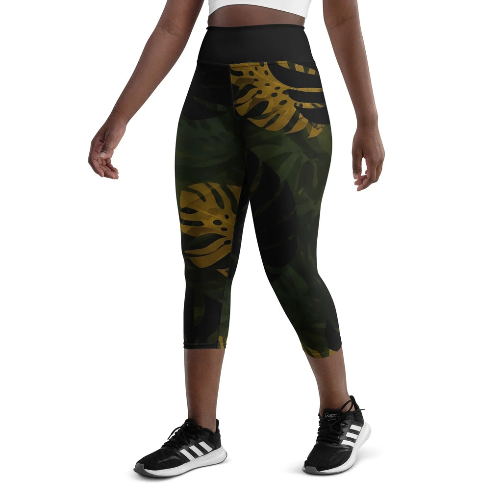 Yoga Capri Leggings Yoga Leggings AwRans Clothing all-over-print-yoga-capri-leggings-white-left-front-687db452ea529