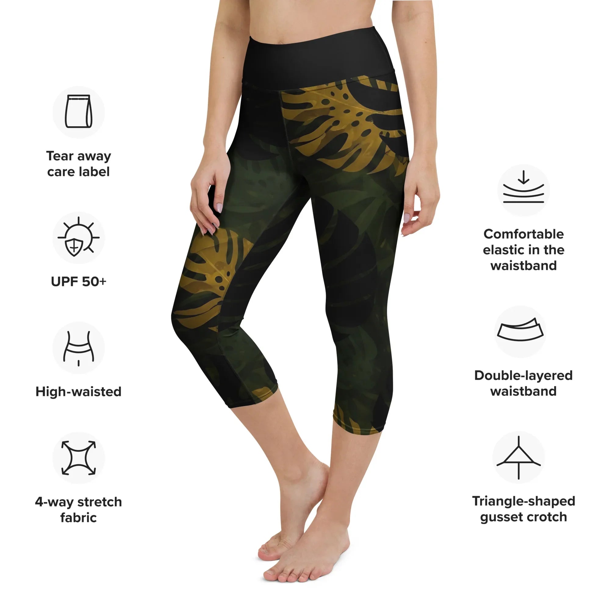 Yoga Capri Leggings Yoga Leggings AwRans Clothing all-over-print-yoga-capri-leggings-white-left-front-687db452eaed1