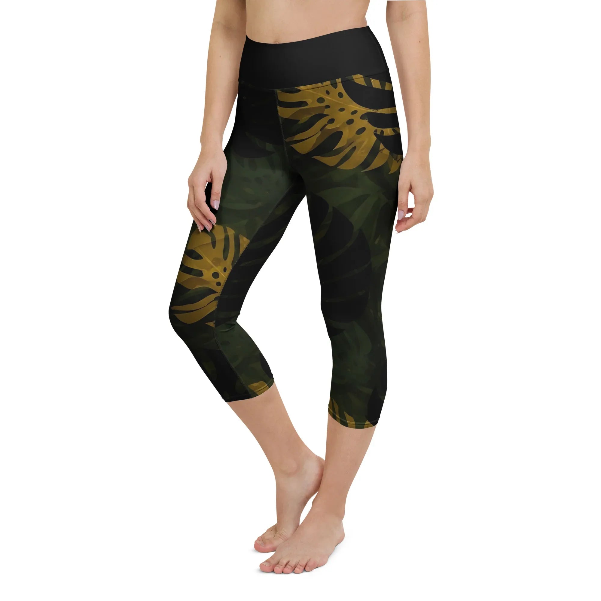 Yoga Capri Leggings Yoga Leggings AwRans Clothing all-over-print-yoga-capri-leggings-white-left-front-687db452eb0d1