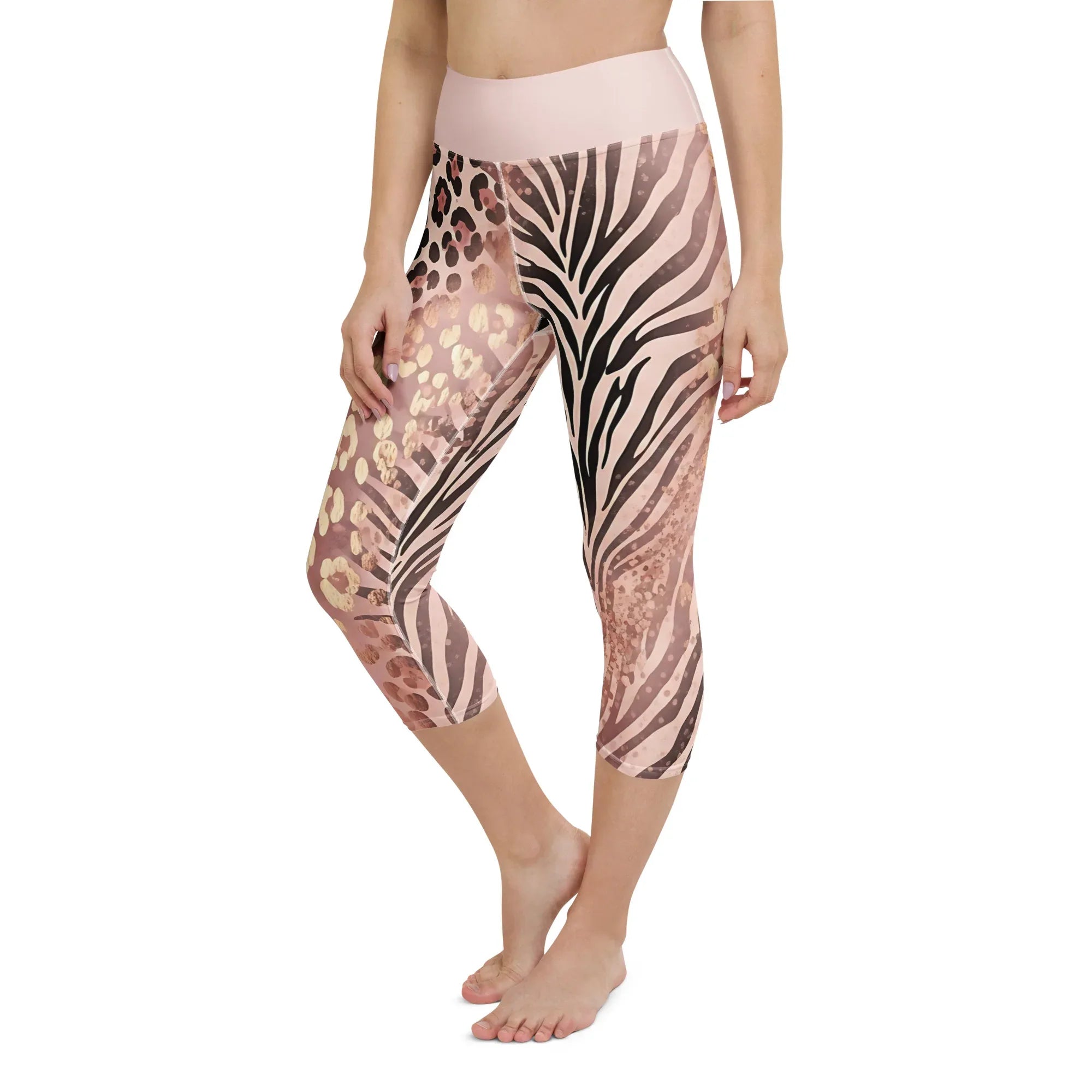 Yoga Capri Leggings Yoga Leggings AwRans Clothing all-over-print-yoga-capri-leggings-white-left-front-687db489bec6d