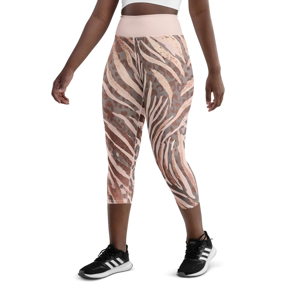 Yoga Capri Leggings Yoga Leggings AwRans Clothing all-over-print-yoga-capri-leggings-white-left-front-687db4c109742