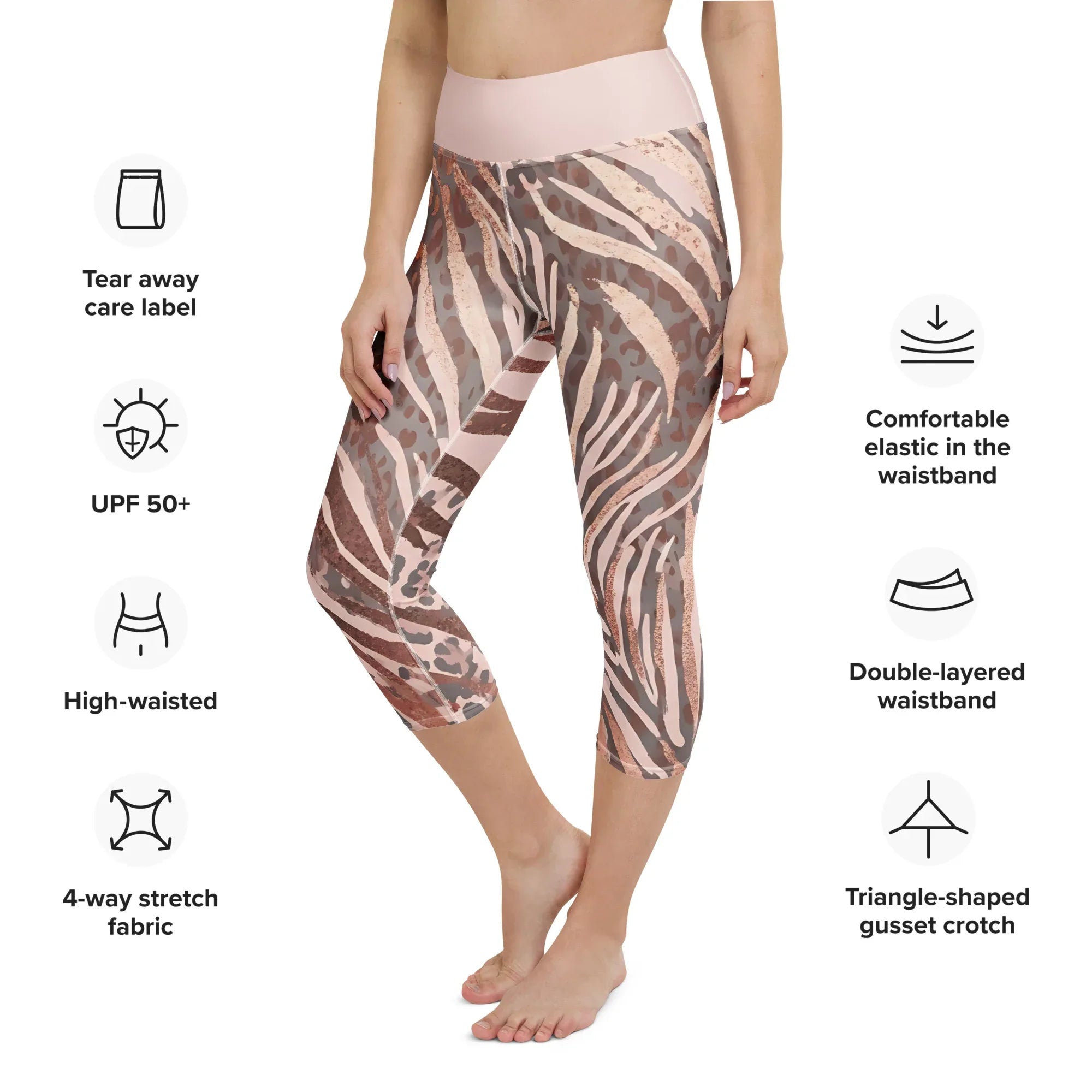Yoga Capri Leggings Yoga Leggings AwRans Clothing all-over-print-yoga-capri-leggings-white-left-front-687db4c10aa8e