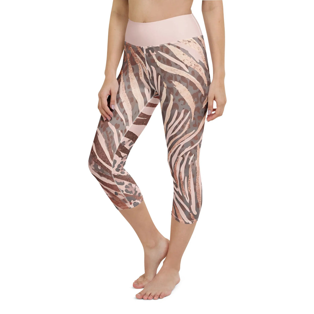 Yoga Capri Leggings Yoga Leggings AwRans Clothing all-over-print-yoga-capri-leggings-white-left-front-687db4c10aea5