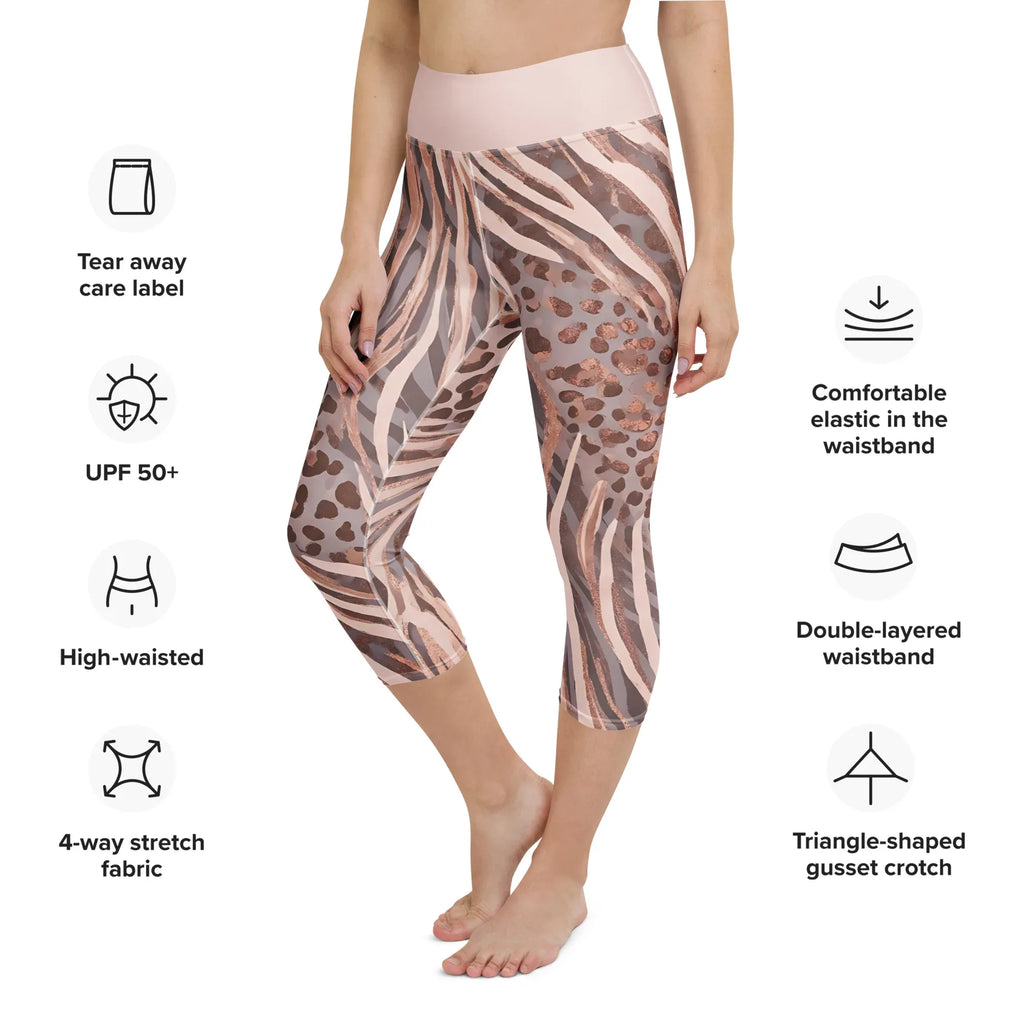 Yoga Capri Leggings Yoga Leggings AwRans Clothing all-over-print-yoga-capri-leggings-white-left-front-687db4f798f2c