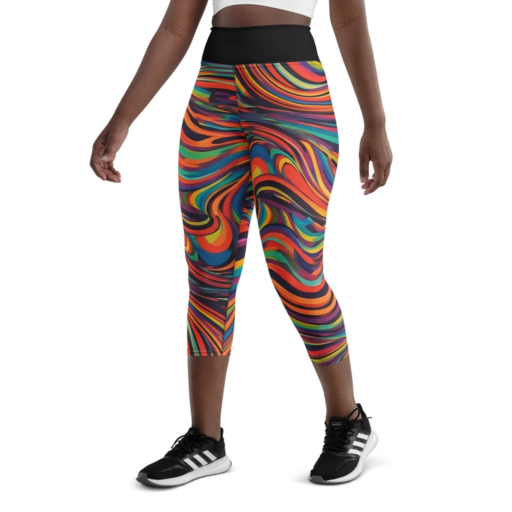 Yoga Capri Leggings Yoga Leggings AwRans Clothing all-over-print-yoga-capri-leggings-white-left-front-687db52c029ad