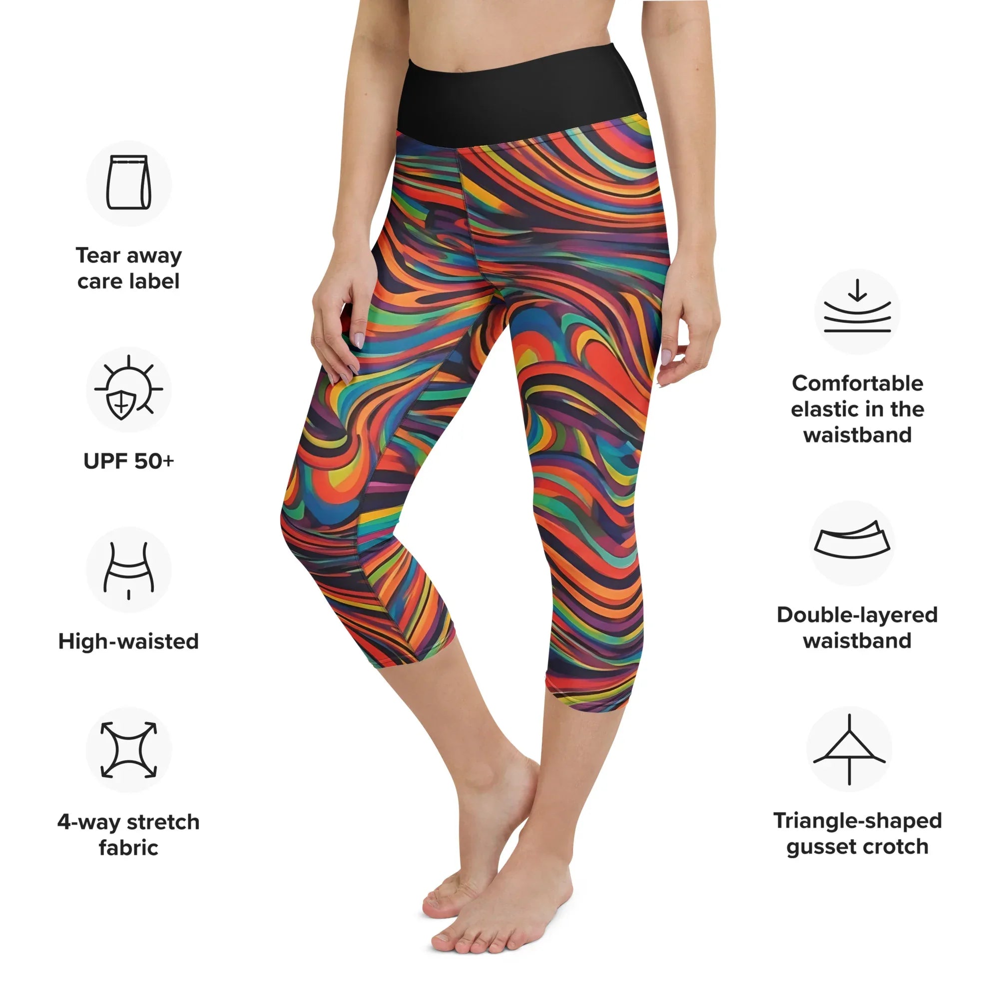 Yoga Capri Leggings Yoga Leggings AwRans Clothing all-over-print-yoga-capri-leggings-white-left-front-687db52c033b6