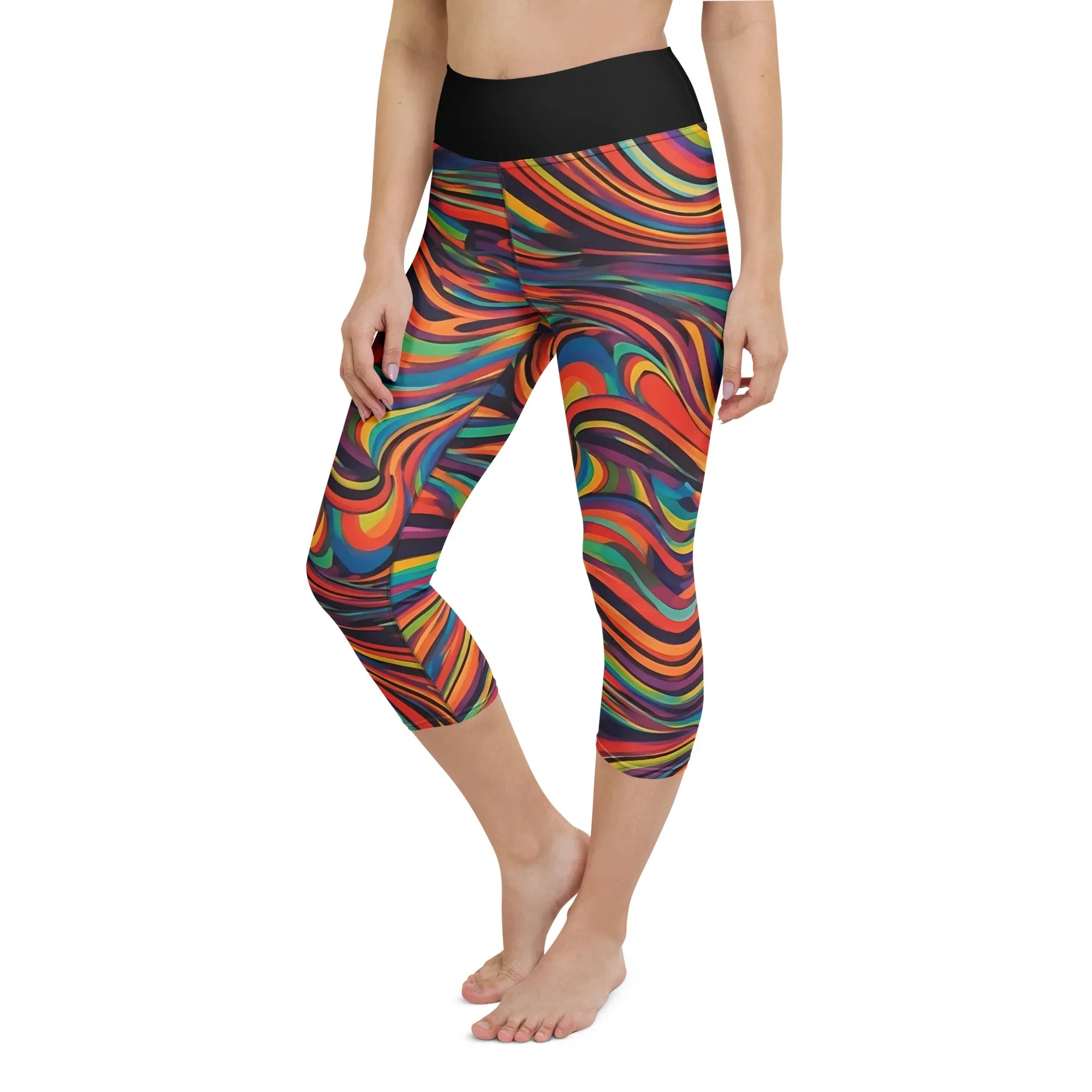 Yoga Capri Leggings Yoga Leggings AwRans Clothing all-over-print-yoga-capri-leggings-white-left-front-687db52c035c9