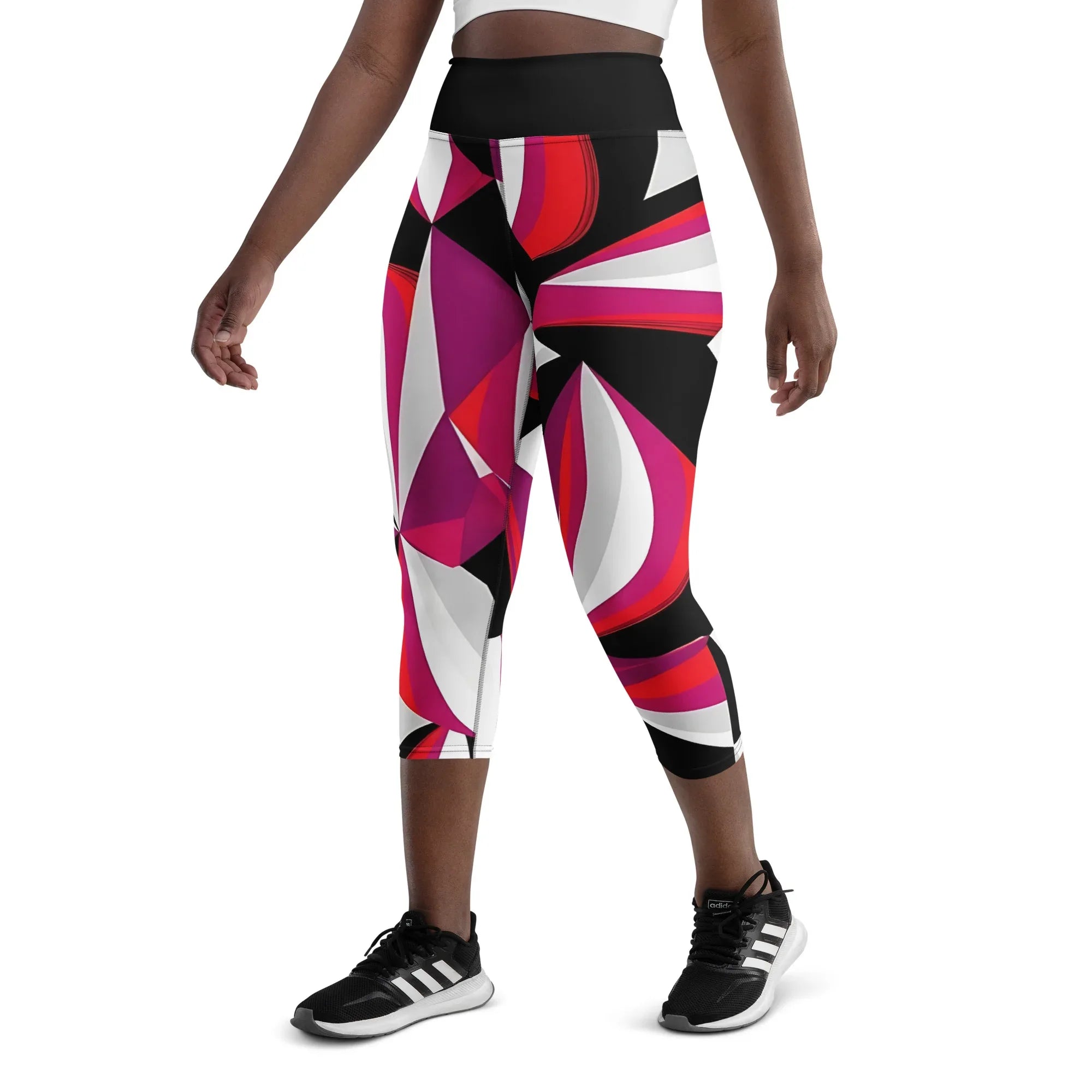 Yoga Capri Leggings Yoga Leggings AwRans Clothing all-over-print-yoga-capri-leggings-white-left-front-687db55f89fe5