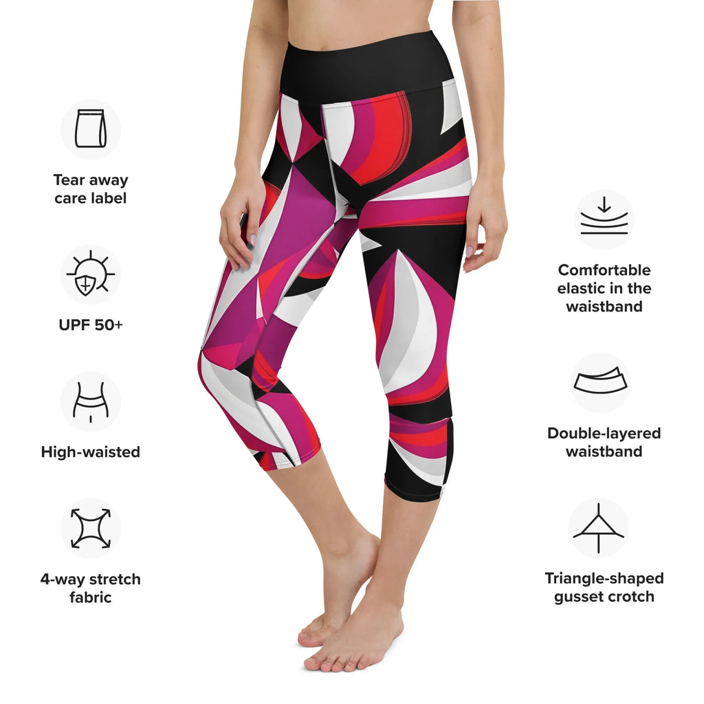 Yoga Capri Leggings Yoga Leggings AwRans Clothing all-over-print-yoga-capri-leggings-white-left-front-687db55f8b269