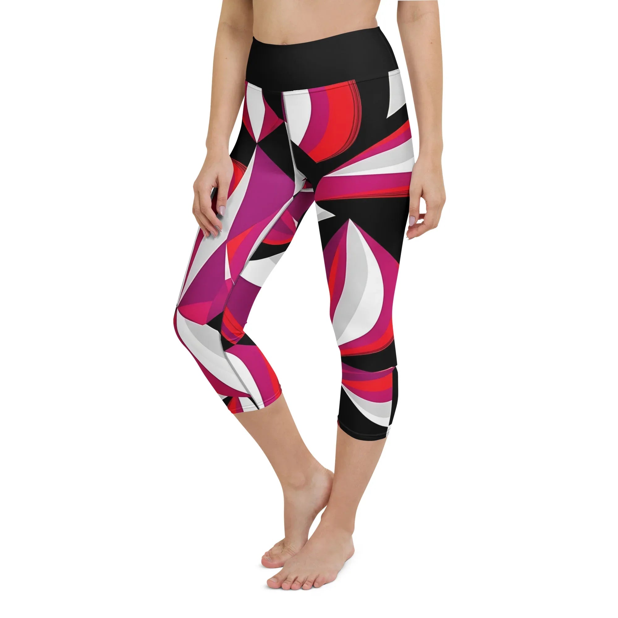 Yoga Capri Leggings Yoga Leggings AwRans Clothing all-over-print-yoga-capri-leggings-white-left-front-687db55f8b652