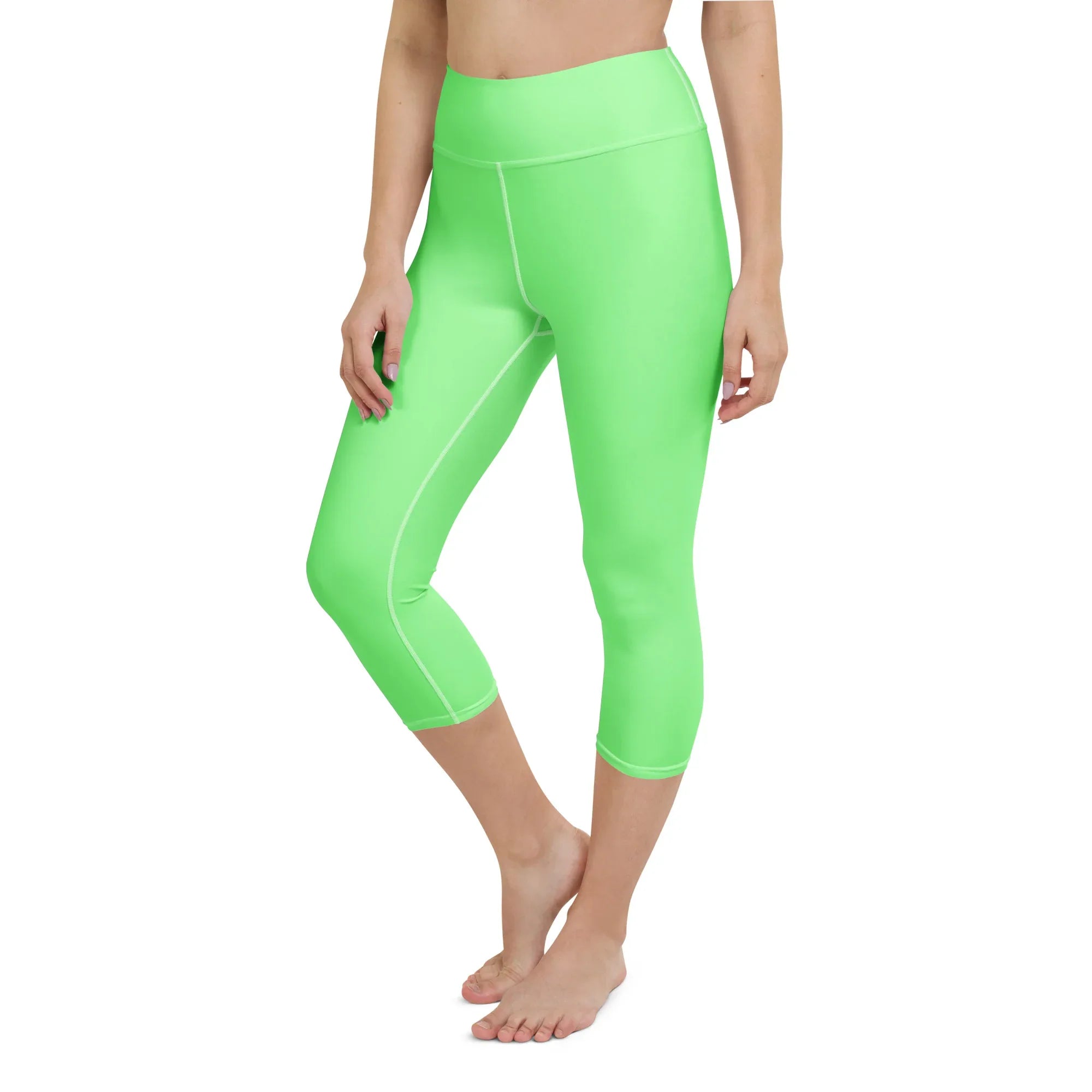 Yoga Capri Leggings Yoga Leggings AwRans Clothing all-over-print-yoga-capri-leggings-white-left-front-687db75c41a56