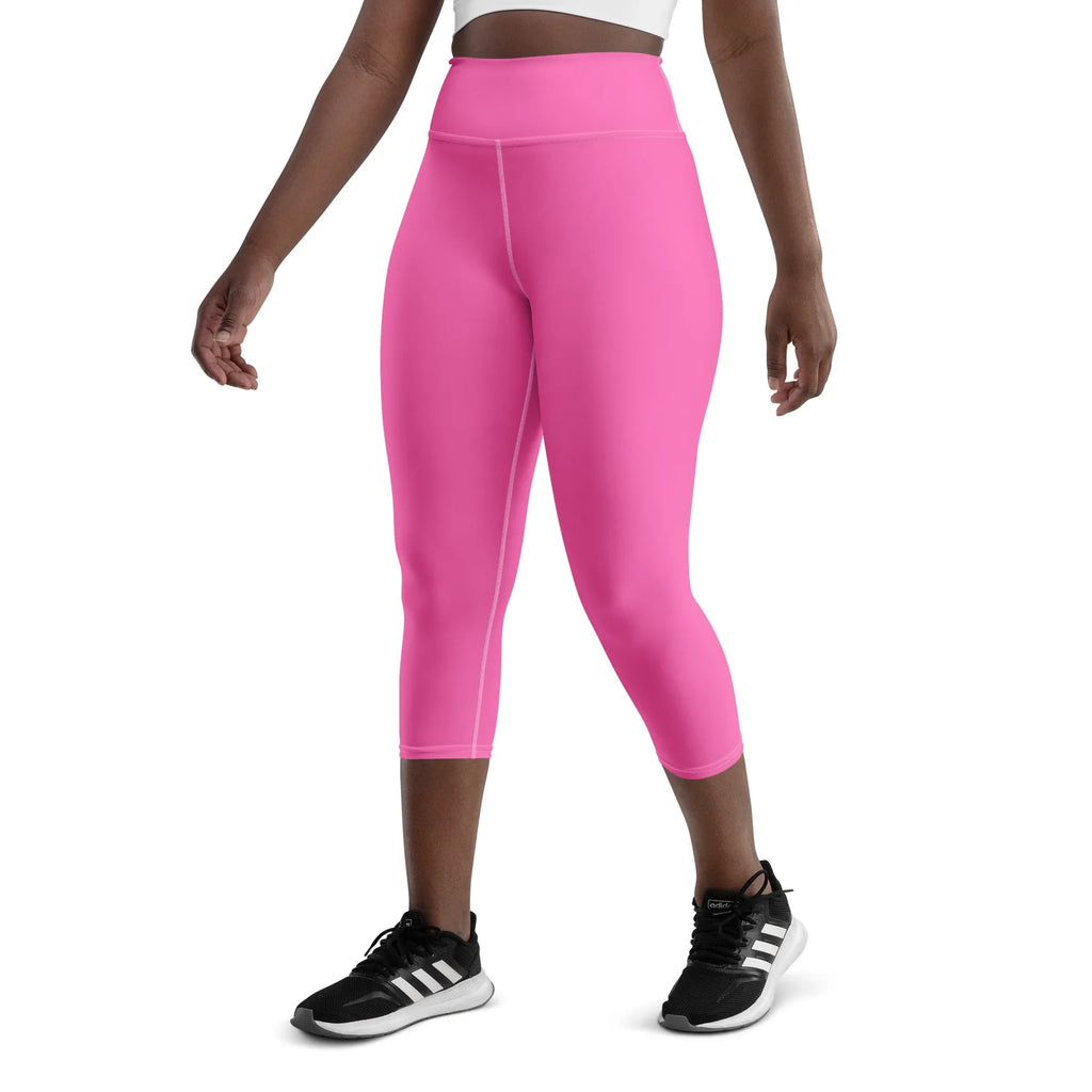 Yoga Capri Leggings Yoga Leggings AwRans Clothing all-over-print-yoga-capri-leggings-white-left-front-687db8d9dd296