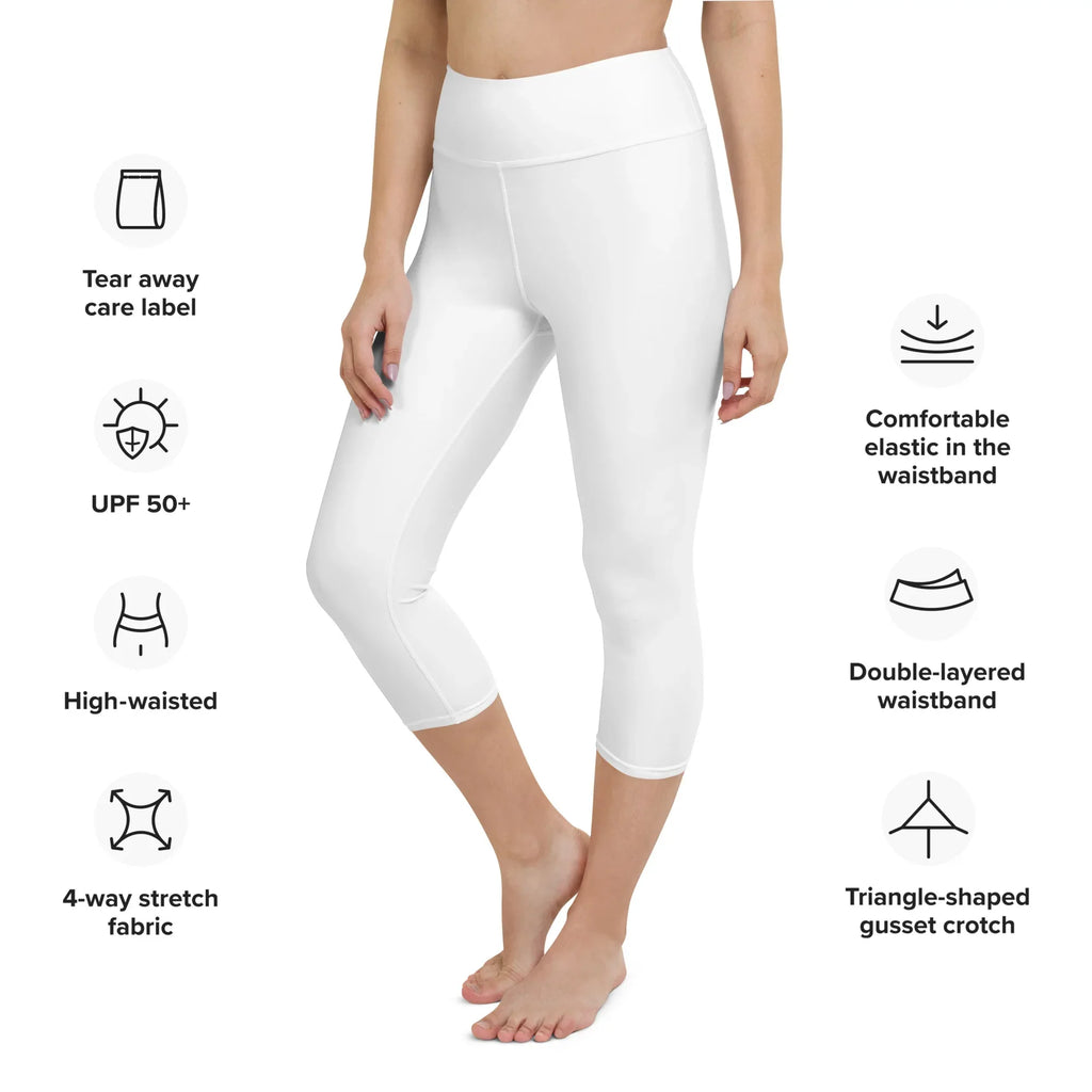 Yoga Capri Leggings Yoga Leggings AwRans Clothing all-over-print-yoga-capri-leggings-white-left-front-687db9117b328