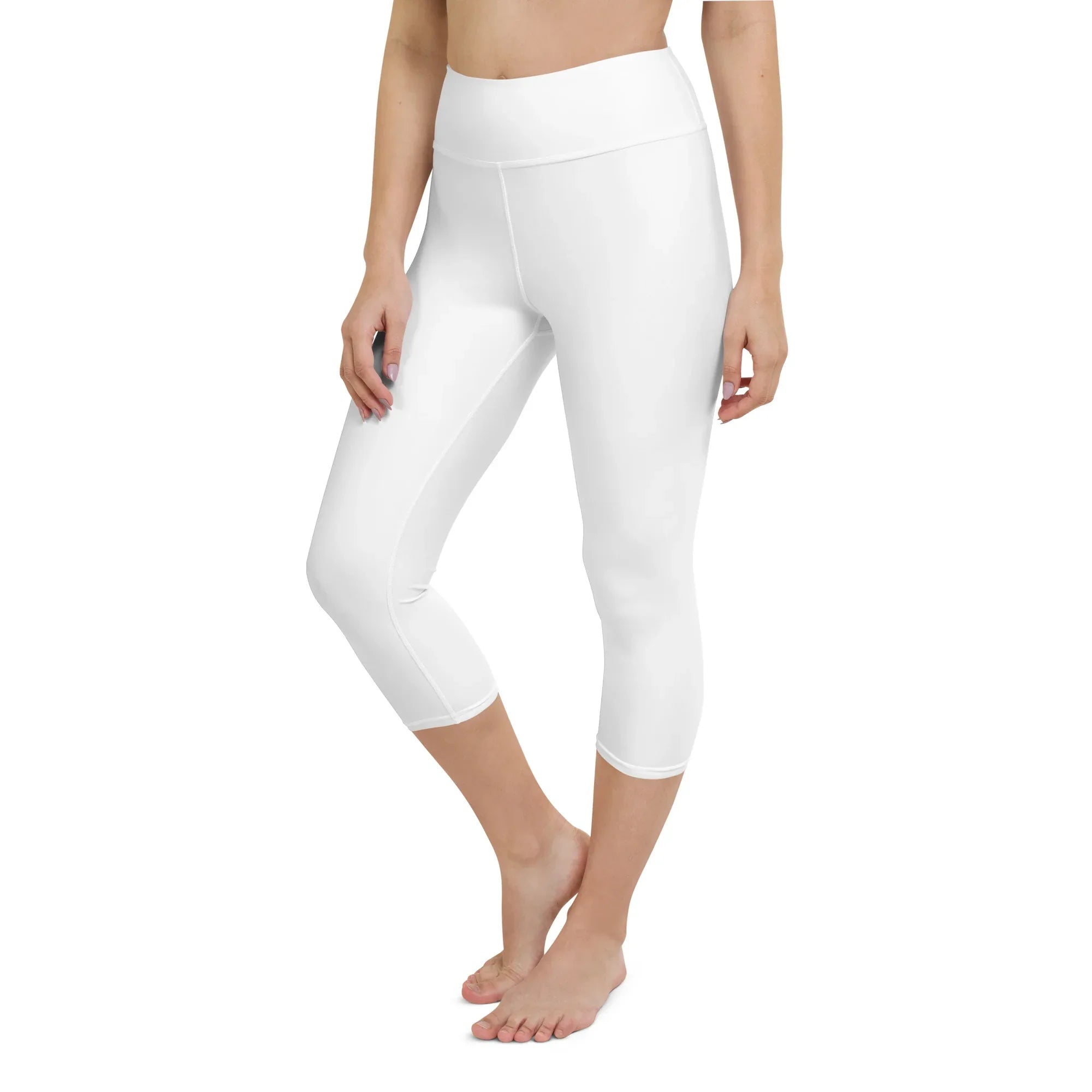 Yoga Capri Leggings Yoga Leggings AwRans Clothing all-over-print-yoga-capri-leggings-white-left-front-687db9117b701