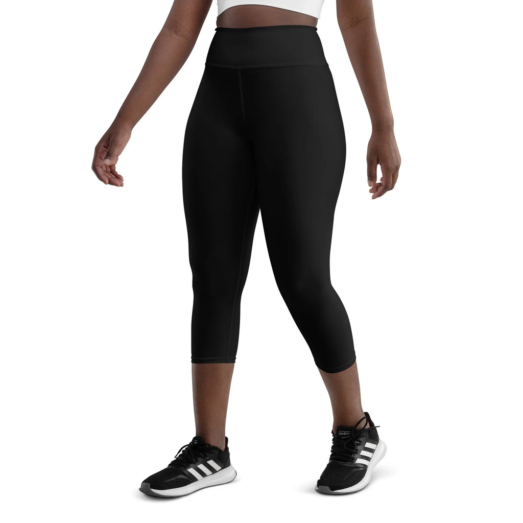 Yoga Capri Leggings Yoga Leggings AwRans Clothing all-over-print-yoga-capri-leggings-white-left-front-687db95693054