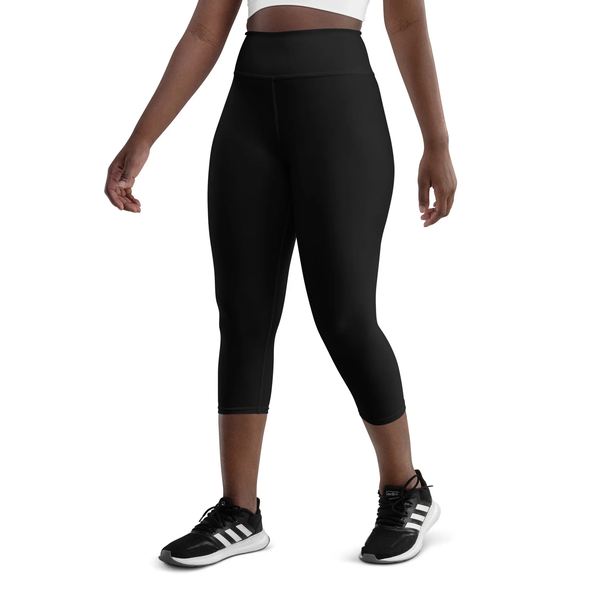 Yoga Capri Leggings Yoga Leggings AwRans Clothing all-over-print-yoga-capri-leggings-white-left-front-687db95693054