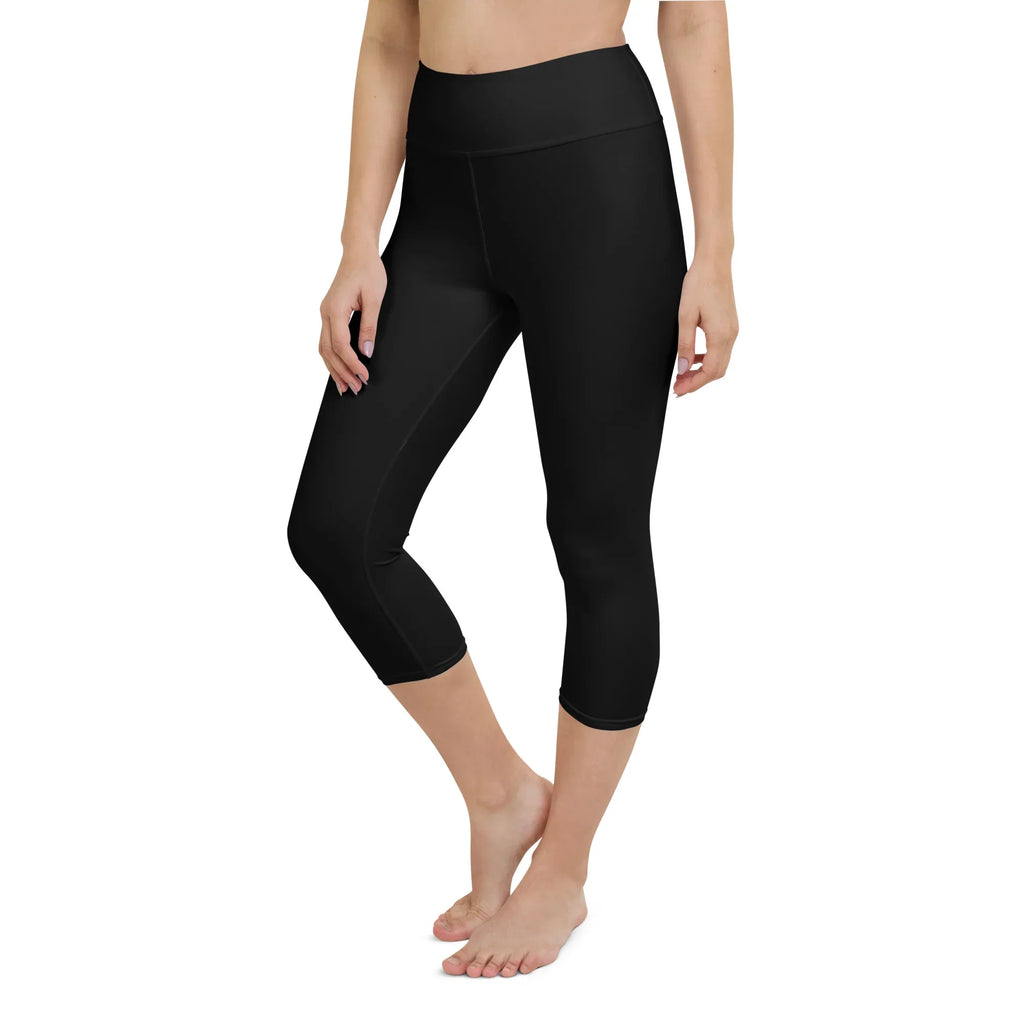 Yoga Capri Leggings Yoga Leggings AwRans Clothing all-over-print-yoga-capri-leggings-white-left-front-687db95694307