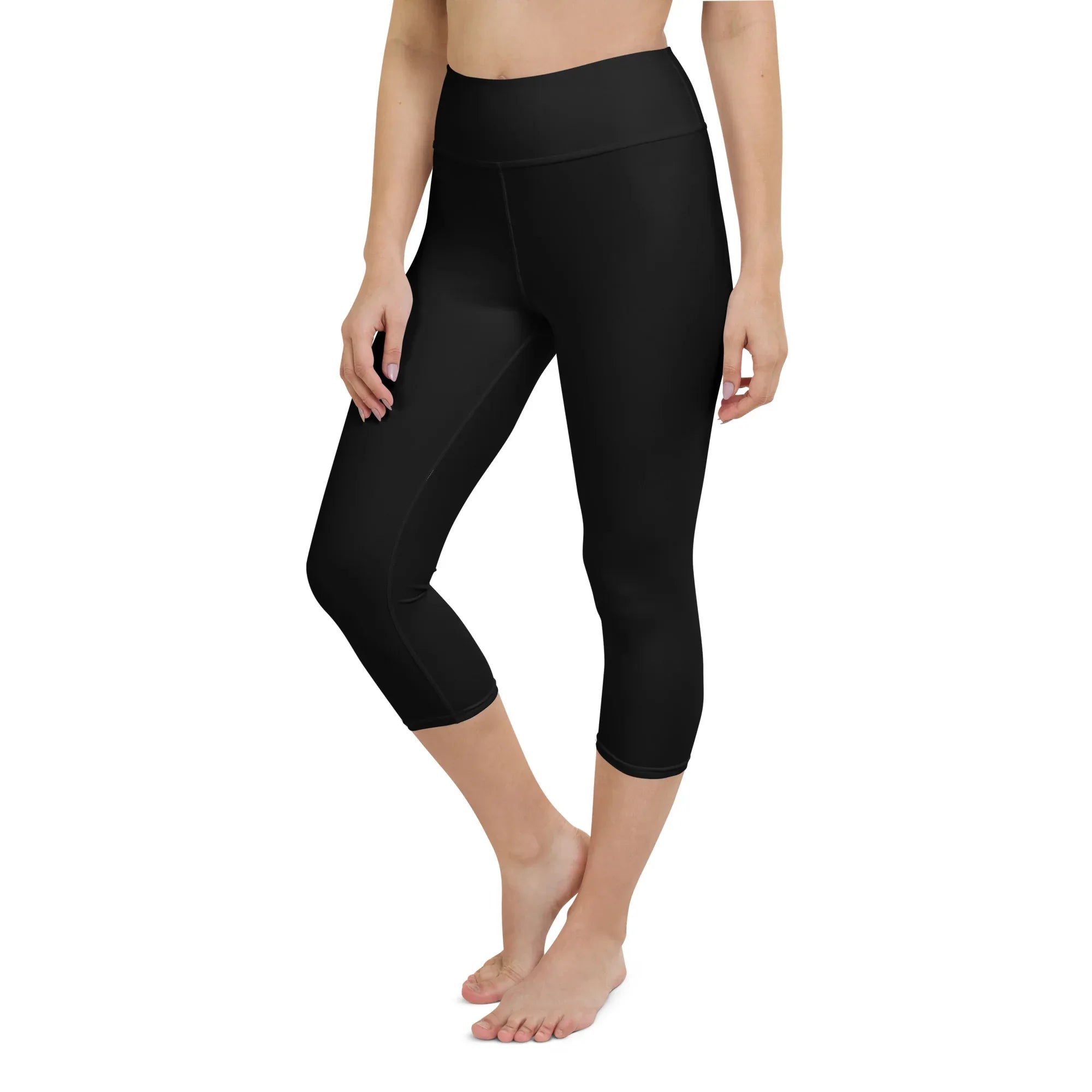 Yoga Capri Leggings Yoga Leggings AwRans Clothing all-over-print-yoga-capri-leggings-white-left-front-687db95694307