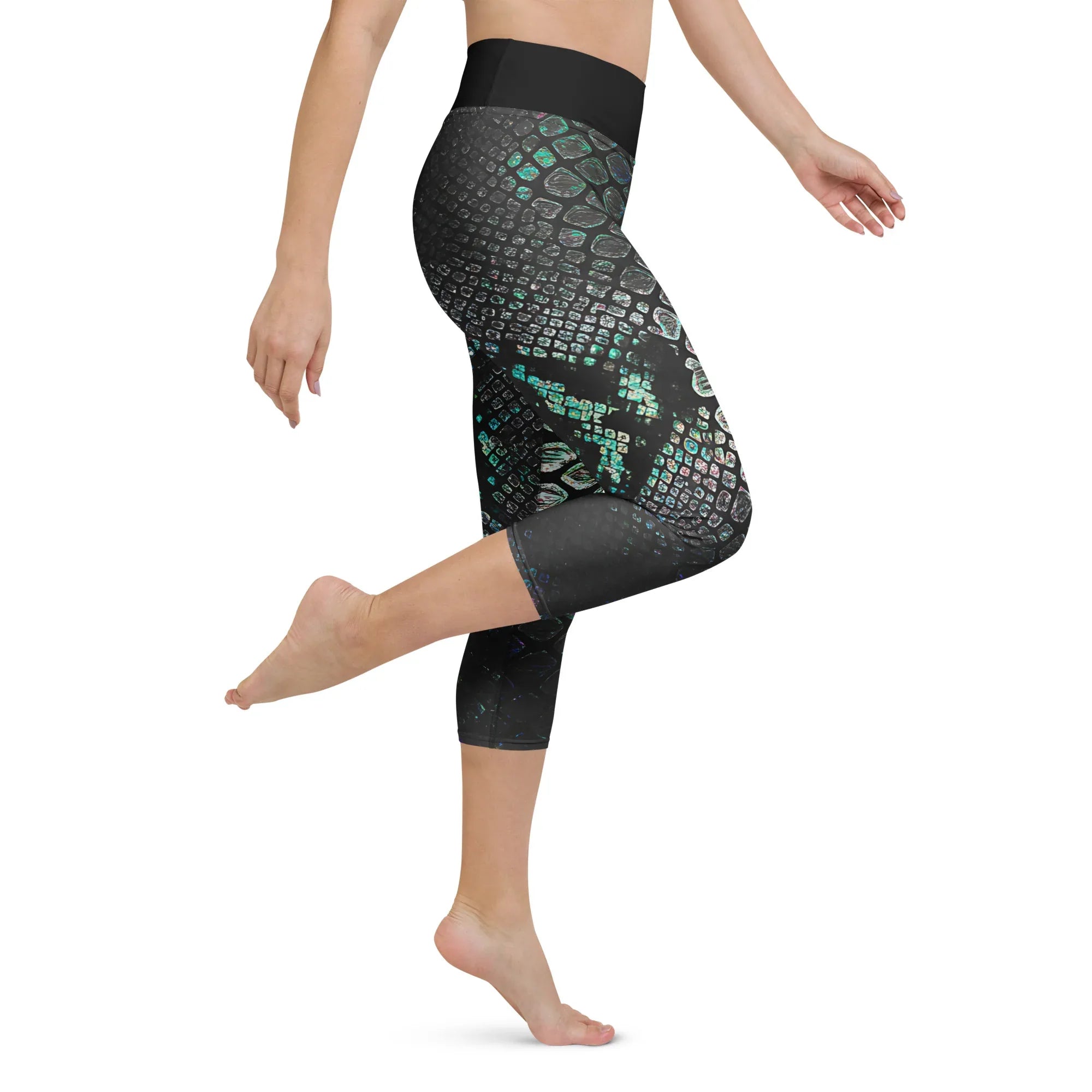 Yoga Capri Leggings Yoga Leggings AwRans Clothing all-over-print-yoga-capri-leggings-white-right-687b5e7769273