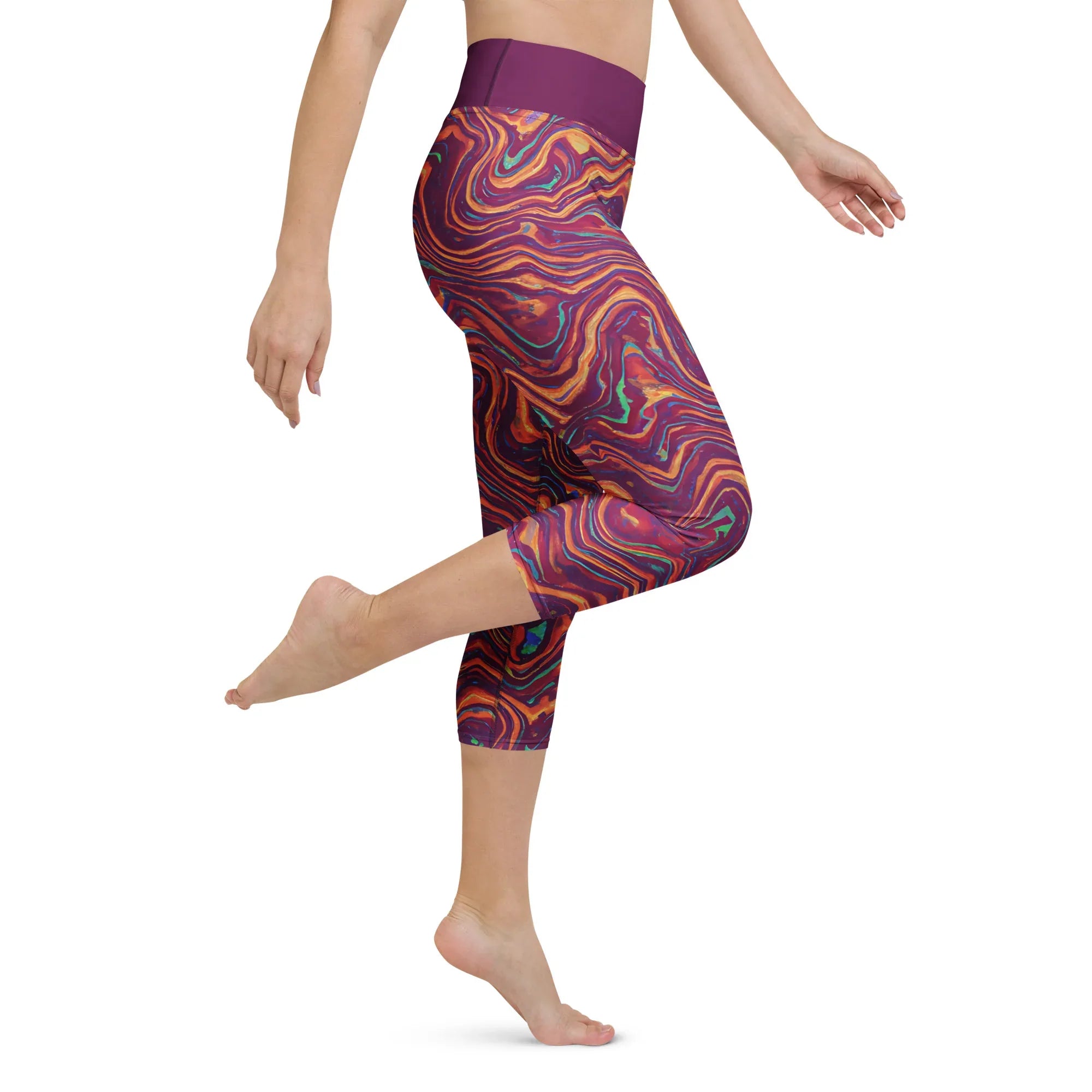 Yoga Capri Leggings Yoga Leggings AwRans Clothing all-over-print-yoga-capri-leggings-white-right-687db3b5d5a78