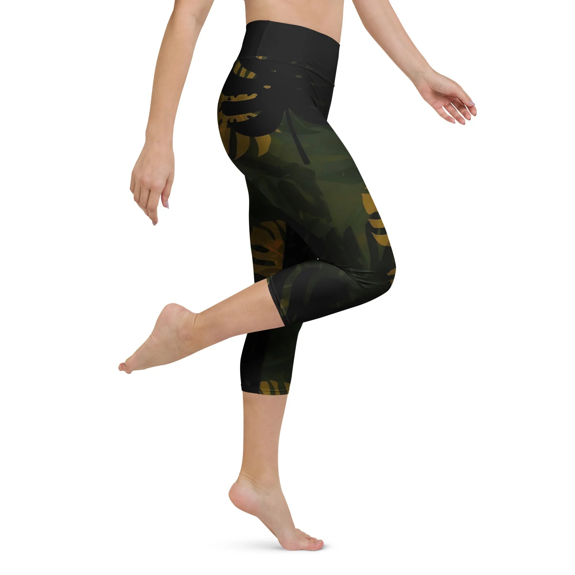 Yoga Capri Leggings Yoga Leggings AwRans Clothing all-over-print-yoga-capri-leggings-white-right-687db452eaab6
