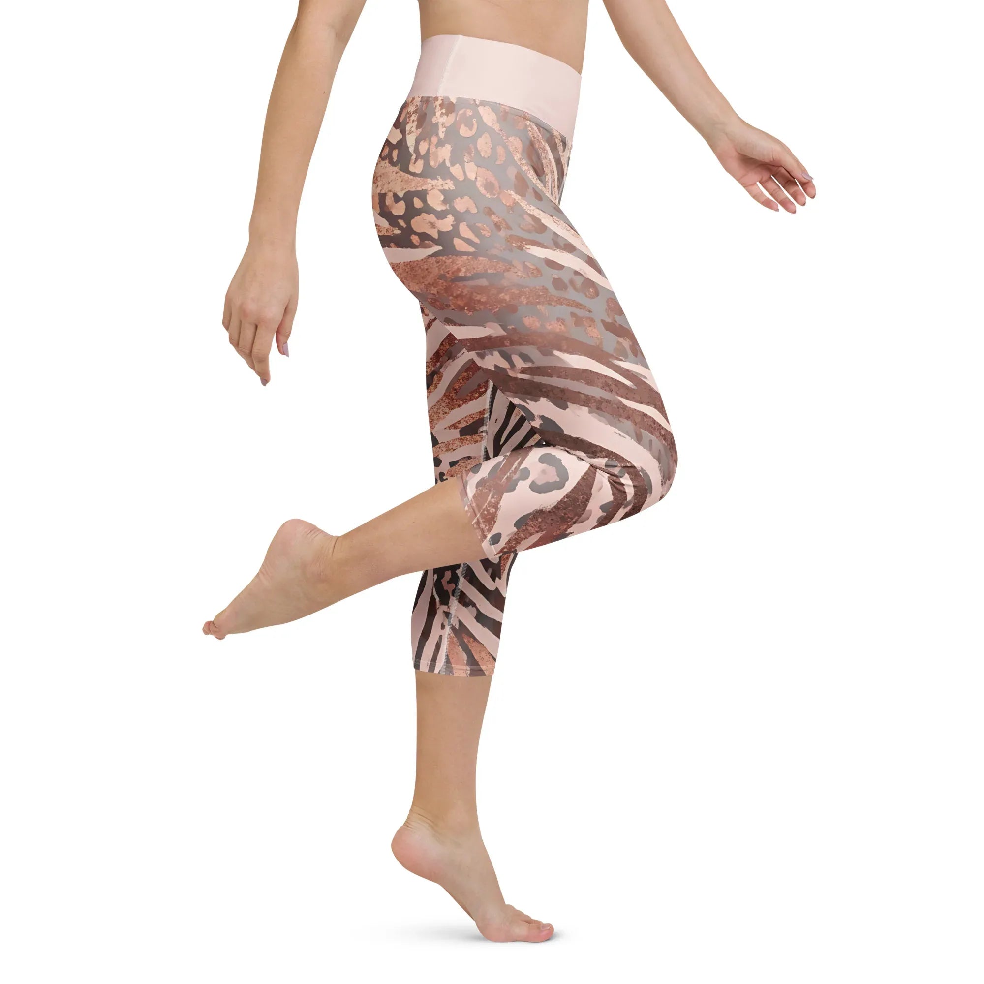 Yoga Capri Leggings Yoga Leggings AwRans Clothing all-over-print-yoga-capri-leggings-white-right-687db4c10a22c