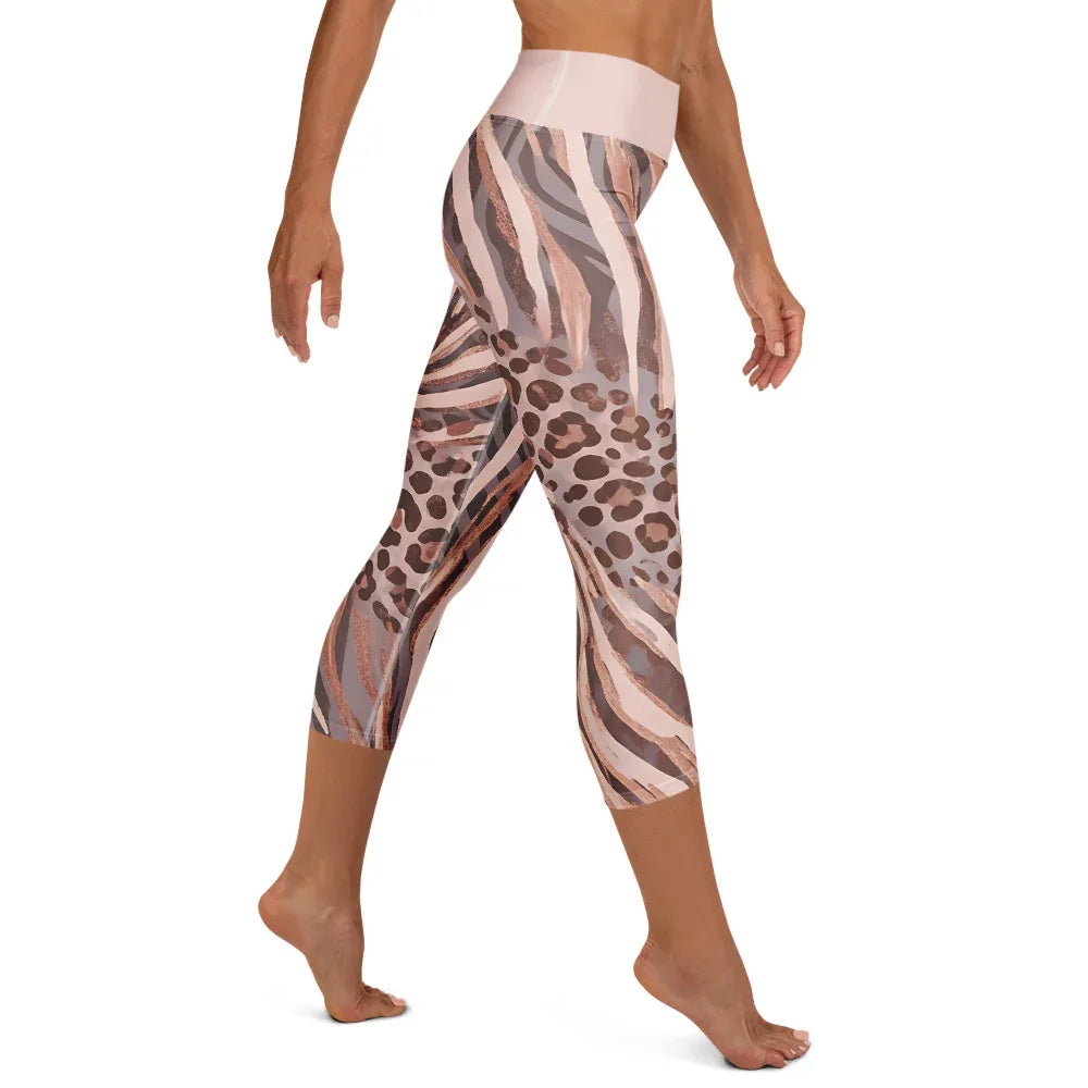 Yoga Capri Leggings Yoga Leggings AwRans Clothing all-over-print-yoga-capri-leggings-white-right-687db4f798860