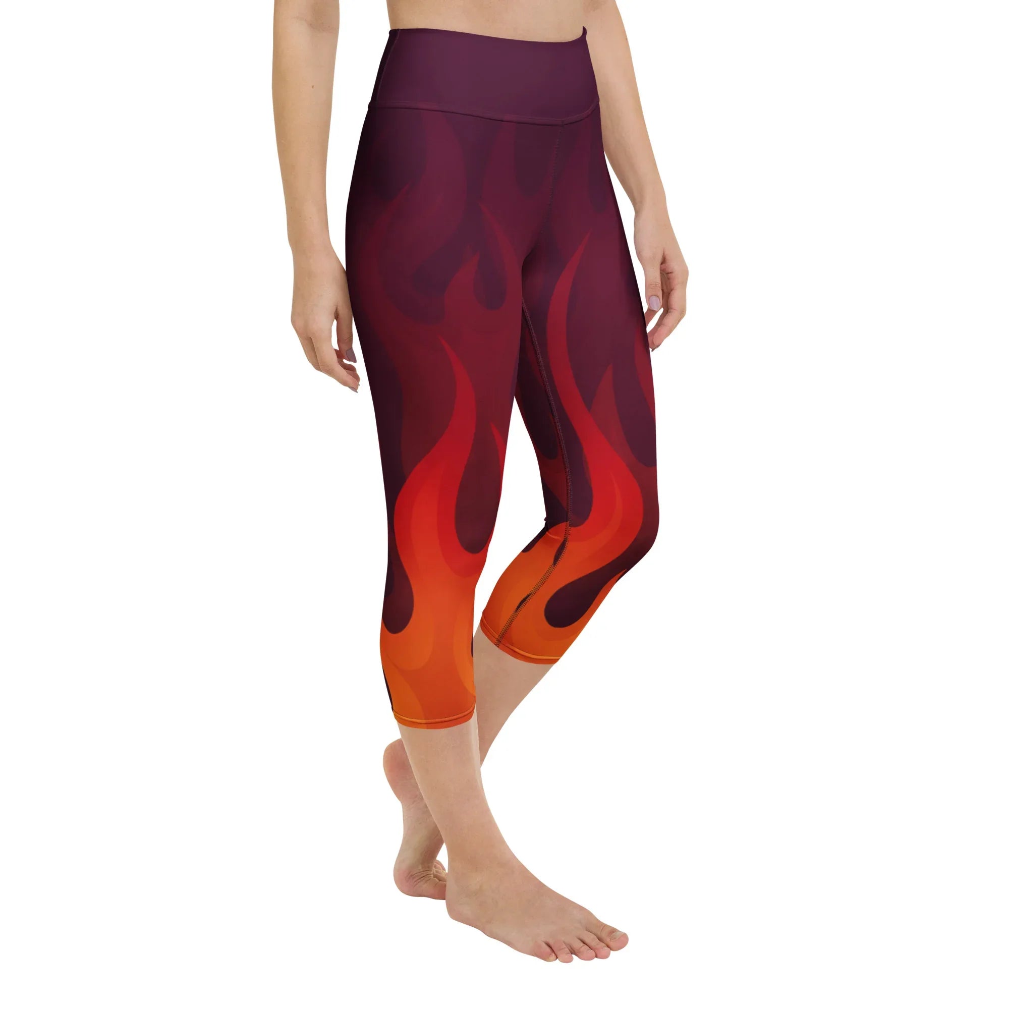 Yoga Capri Leggings Yoga Leggings AwRans Clothing all-over-print-yoga-capri-leggings-white-right-front-687b4dc473919