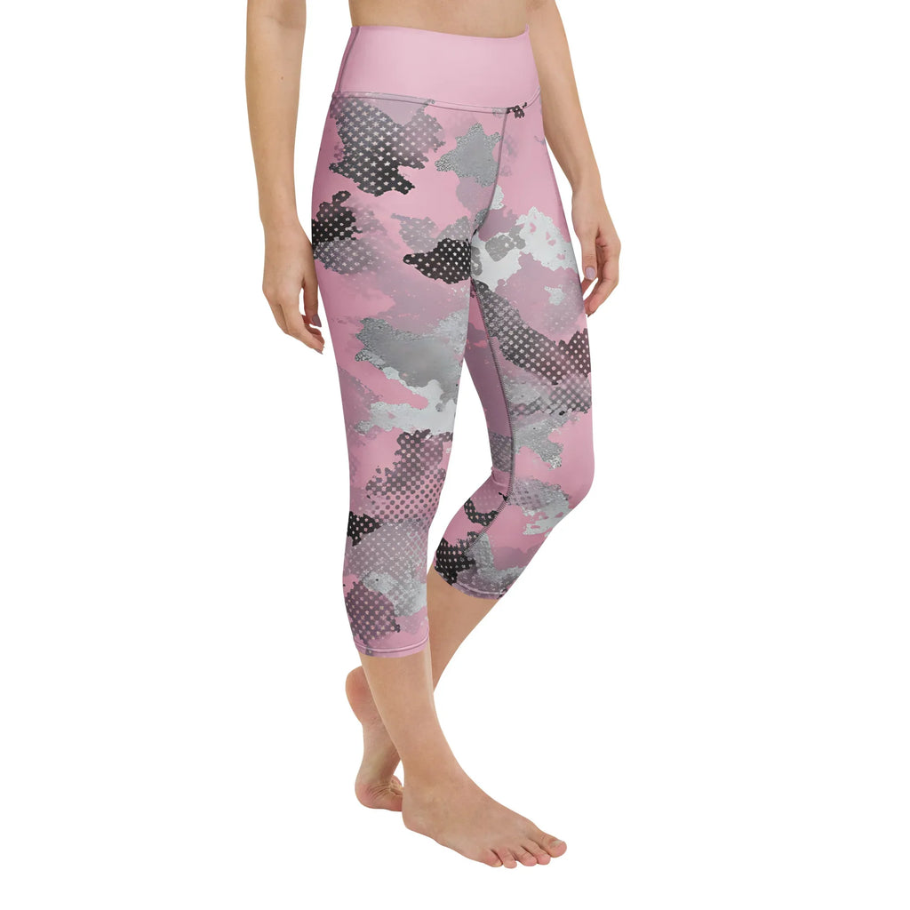 Yoga Capri Leggings Yoga Leggings AwRans Clothing all-over-print-yoga-capri-leggings-white-right-front-687b4ea632722