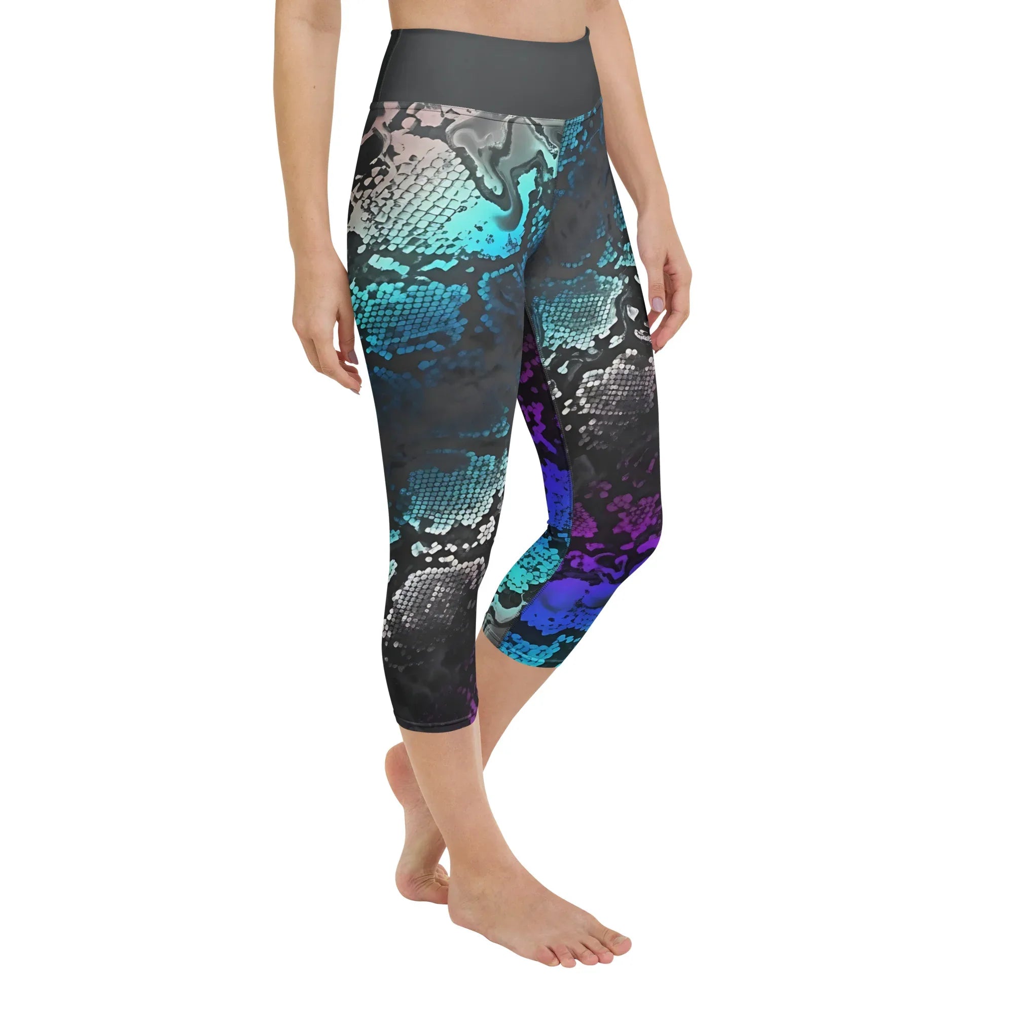 Yoga Capri Leggings Yoga Leggings AwRans Clothing all-over-print-yoga-capri-leggings-white-right-front-687b4f66eed22