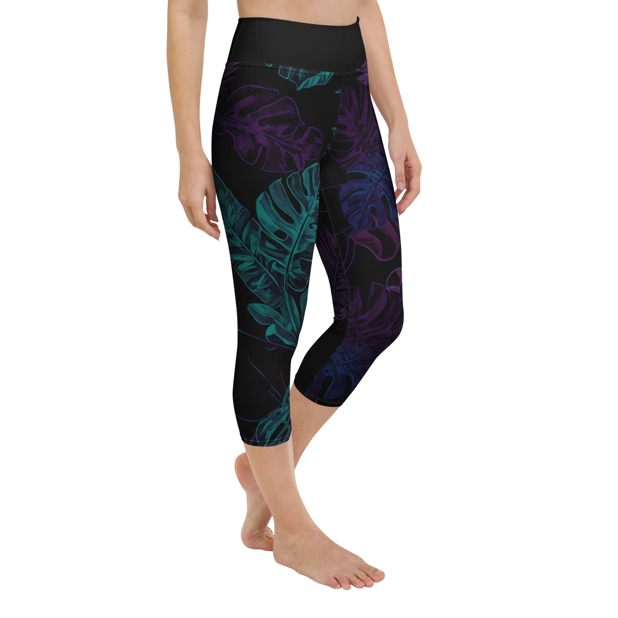 Yoga Capri Leggings Yoga Leggings AwRans Clothing all-over-print-yoga-capri-leggings-white-right-front-687b58e22459e