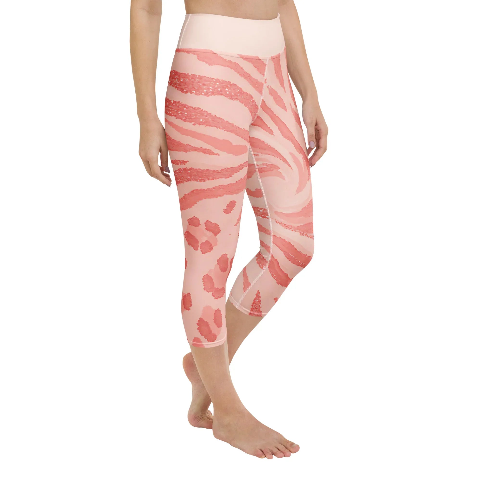 Yoga Capri Leggings Yoga Leggings AwRans Clothing all-over-print-yoga-capri-leggings-white-right-front-687b5b4841556